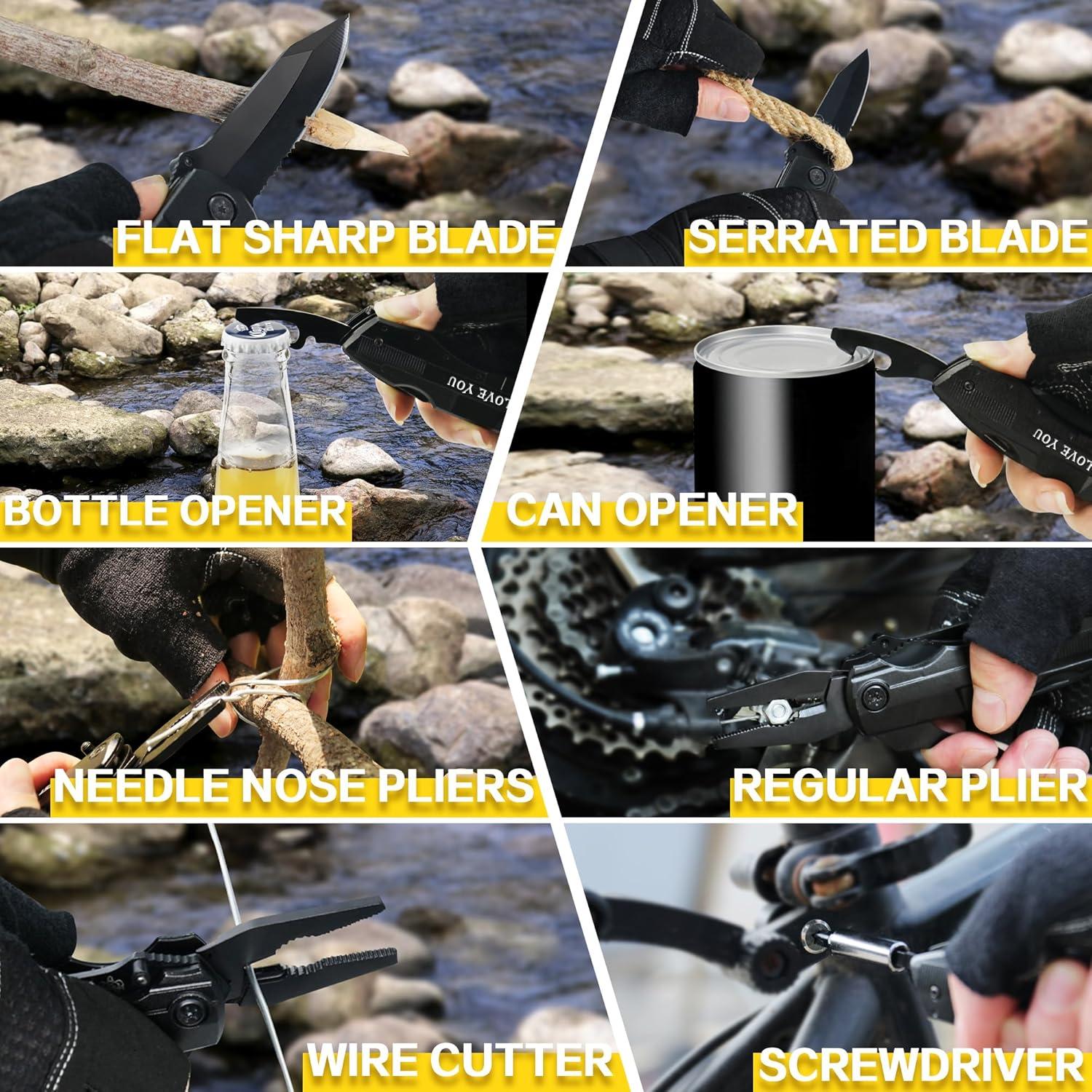 Cuchillo de Bolsillo Multifuncional CHELONIAN 6 en 1 Negro