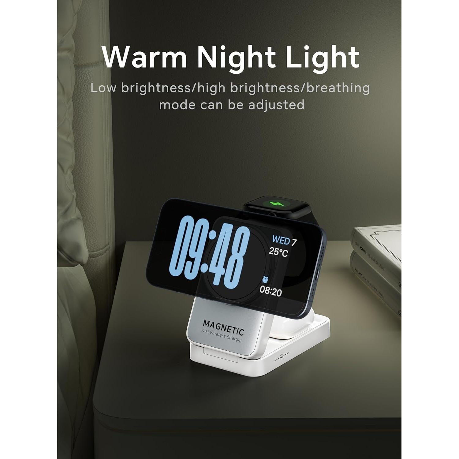 Cargador Inalámbrico 3 en 1 BODSEIEOU para iPhone 16/15/14/13/12