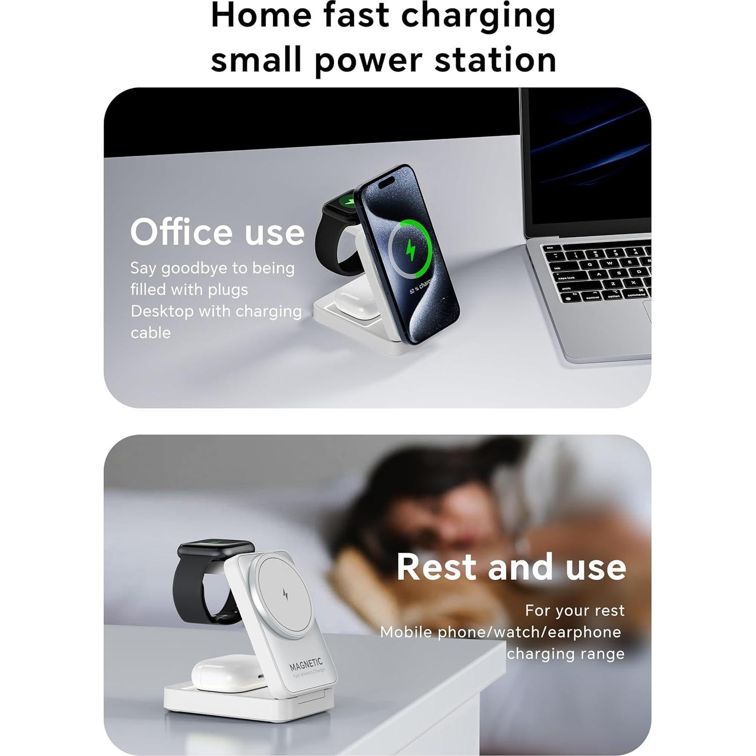 Cargador Inalámbrico 3 en 1 BODSEIEOU para iPhone 16/15/14/13/12