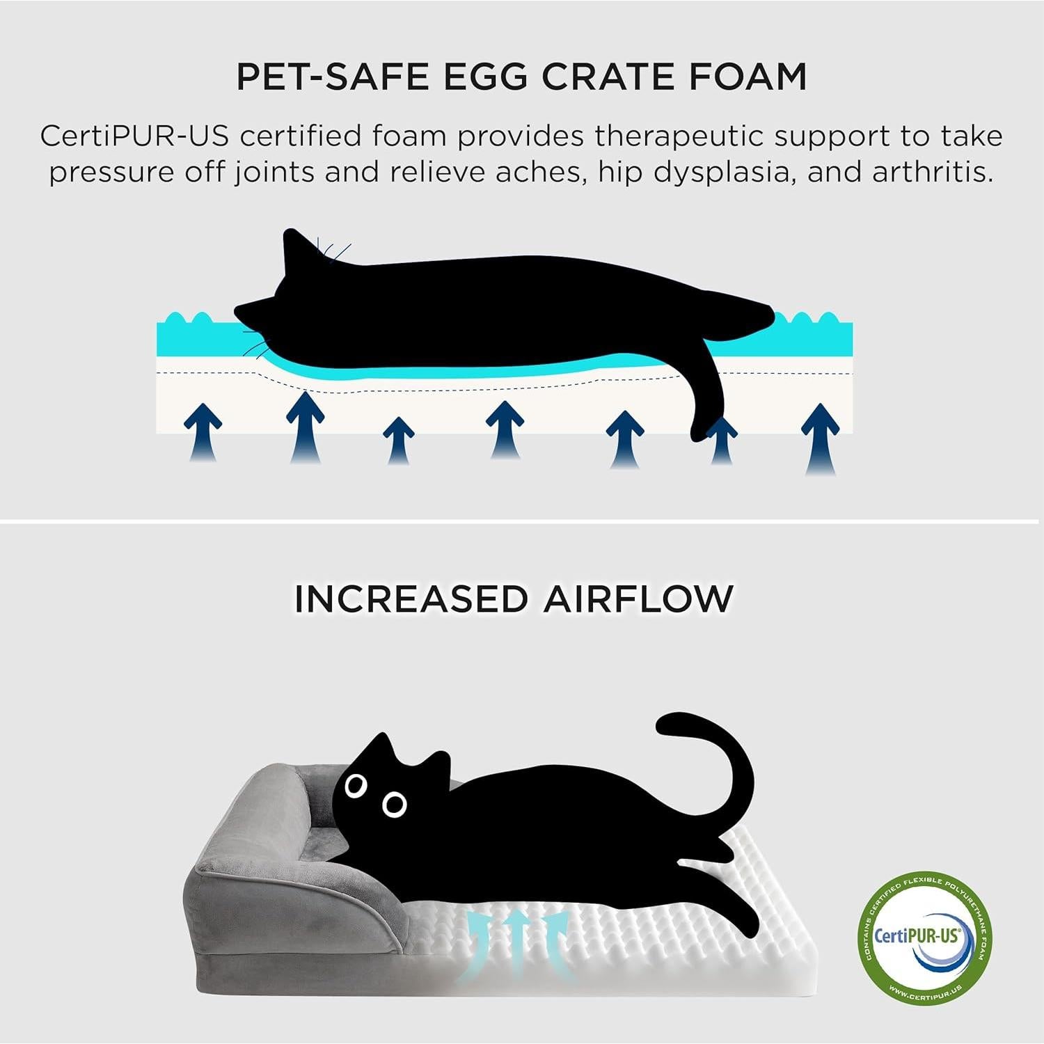 Cama para Gatos Bedsure Gris Soporte Ortopédico 50x38 cm