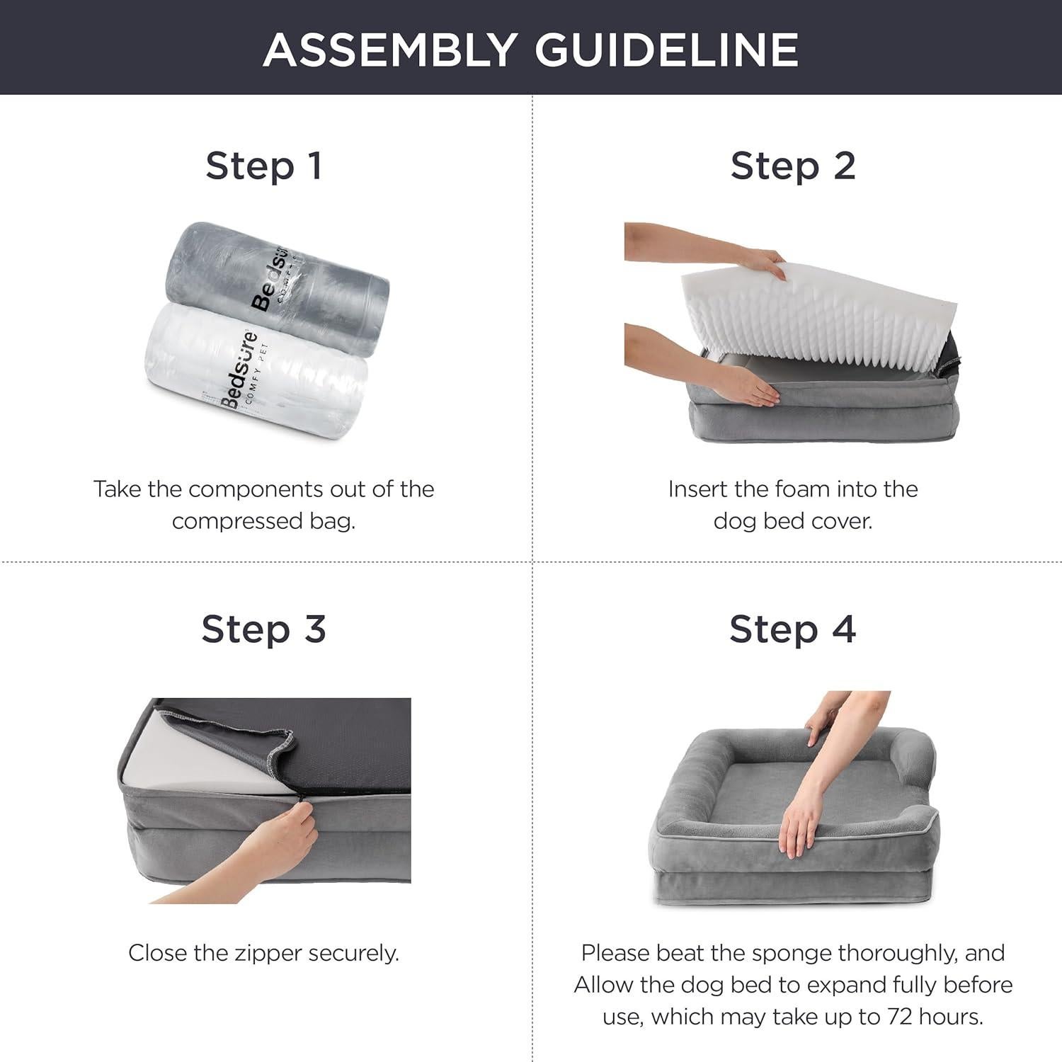 Cama para Gatos Bedsure Gris Soporte Ortopédico 50x38 cm