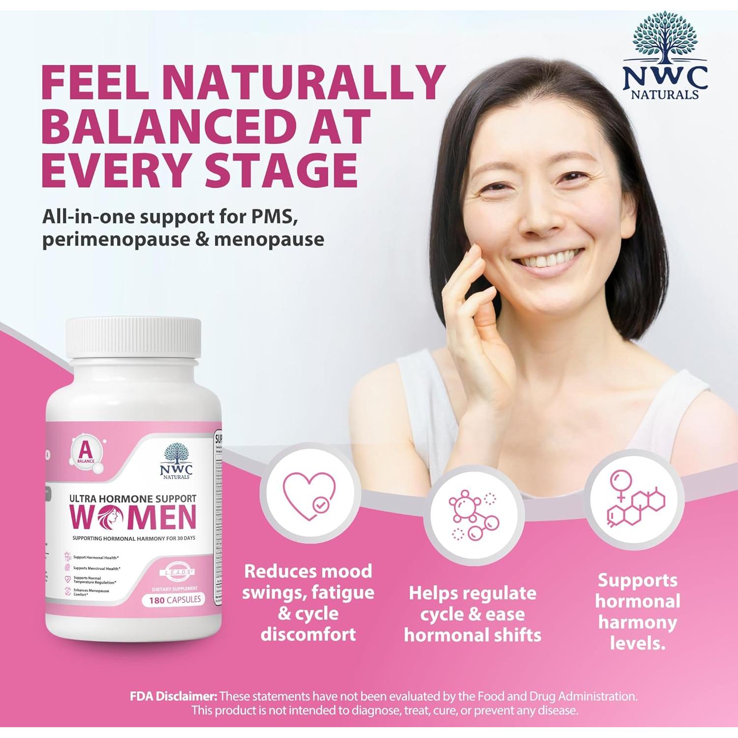 Suplemento Hormonal A NWC Naturals 180 Cápsulas - Equilibrio Femenino