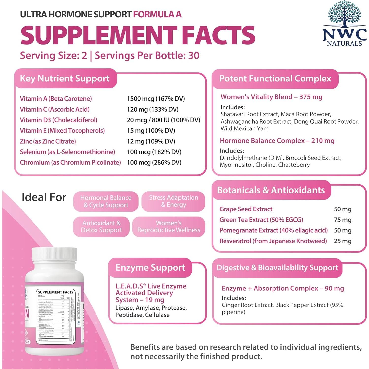 Suplemento Hormonal A NWC Naturals 180 Cápsulas - Equilibrio Femenino