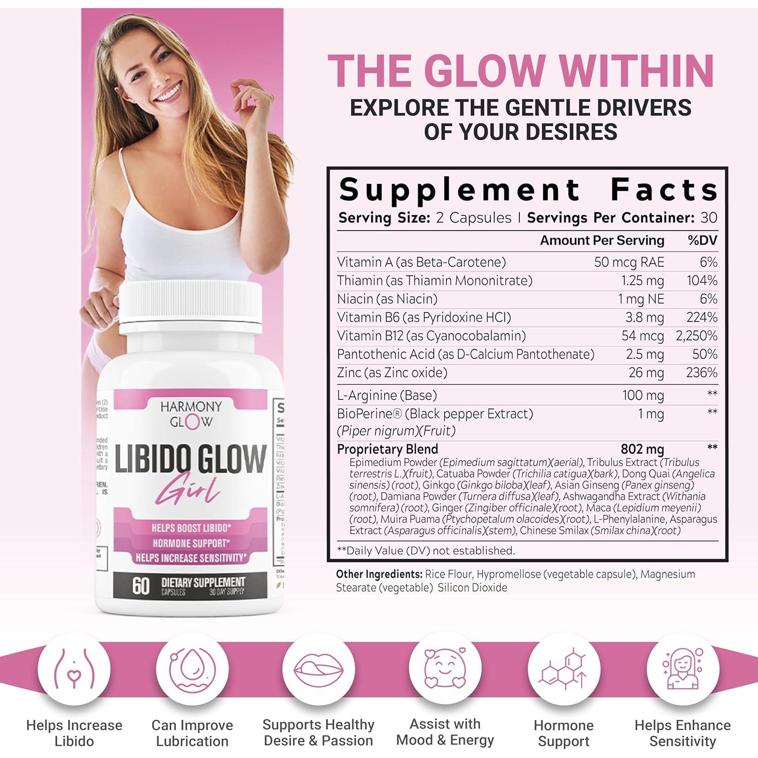 Aumentador de Libido para Mujeres Libido Glow Girl - 60 Cápsulas