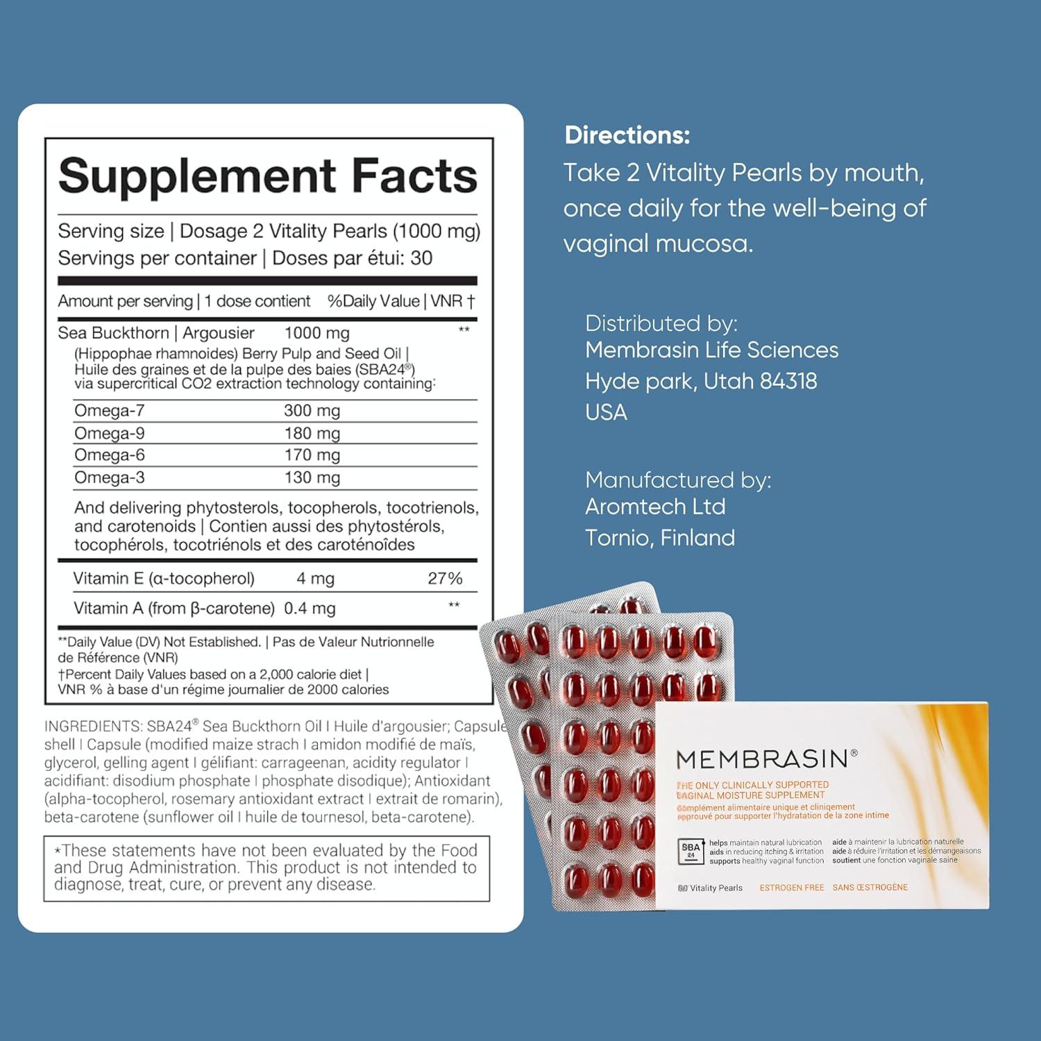 Membrasin Perlas de Vitalidad 60 Gelatinas para Sequedad Vaginal