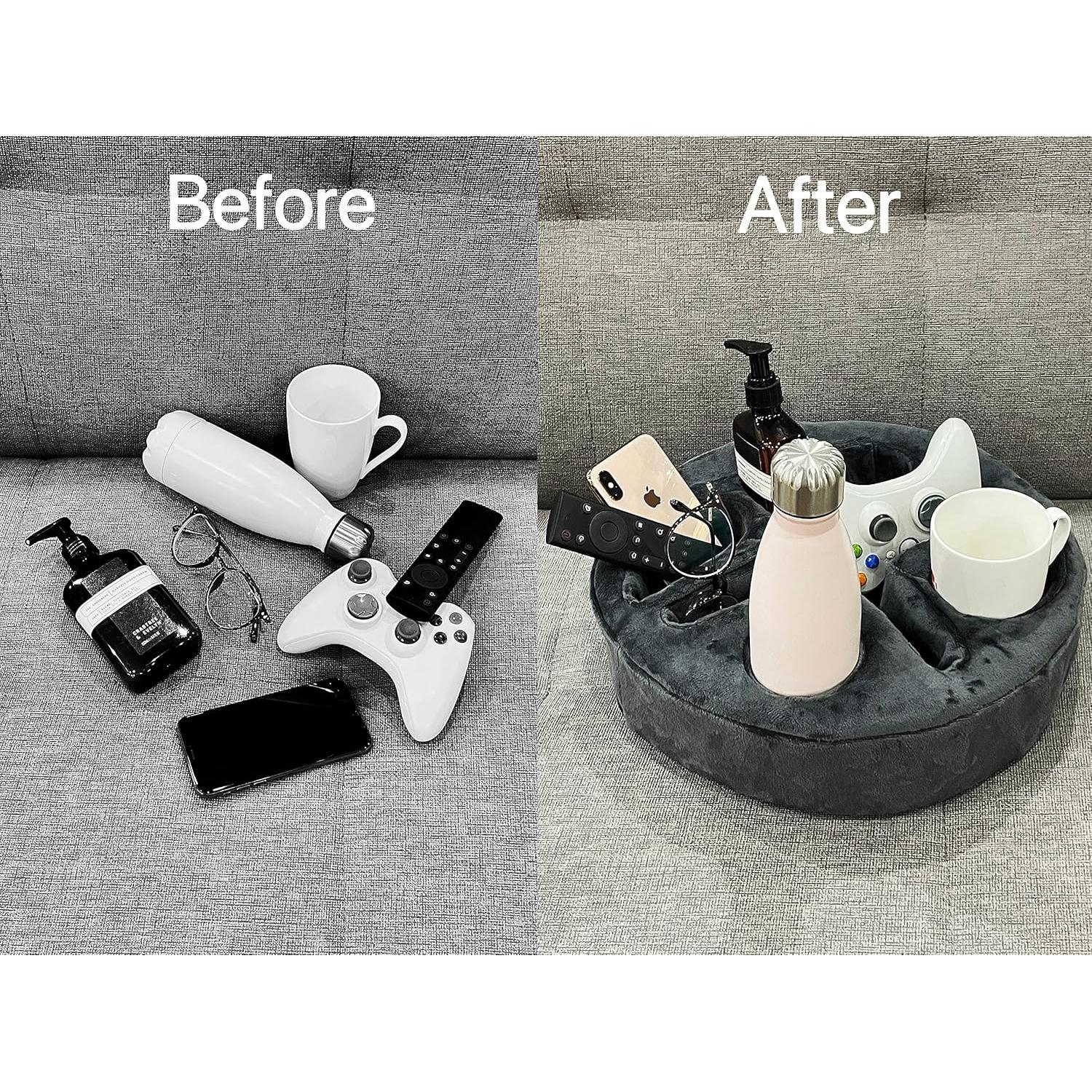 Soporte de almohada para taza Xchouxer, 4 compartimentos, Gris