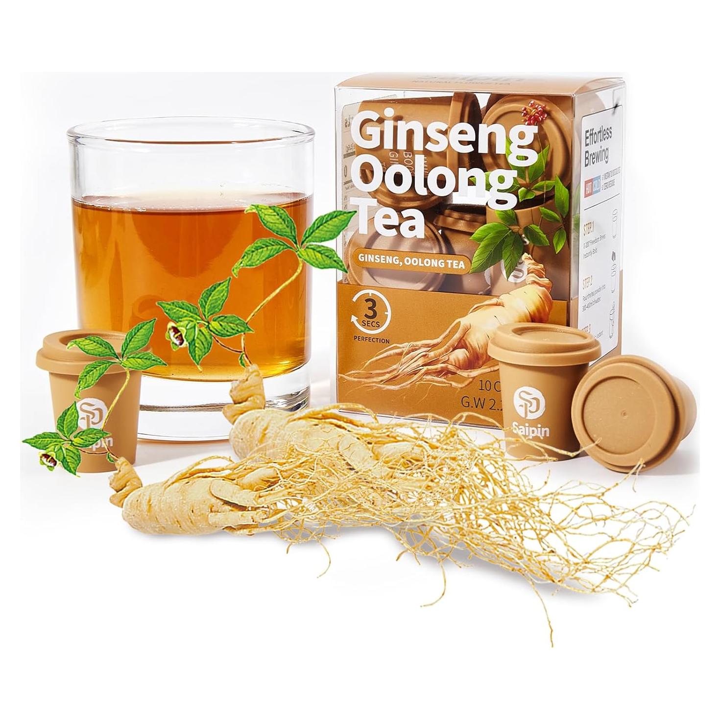 Té de Ginseng Orgánico SAIPIN - 10 Sobres Instantáneos 100% Puro