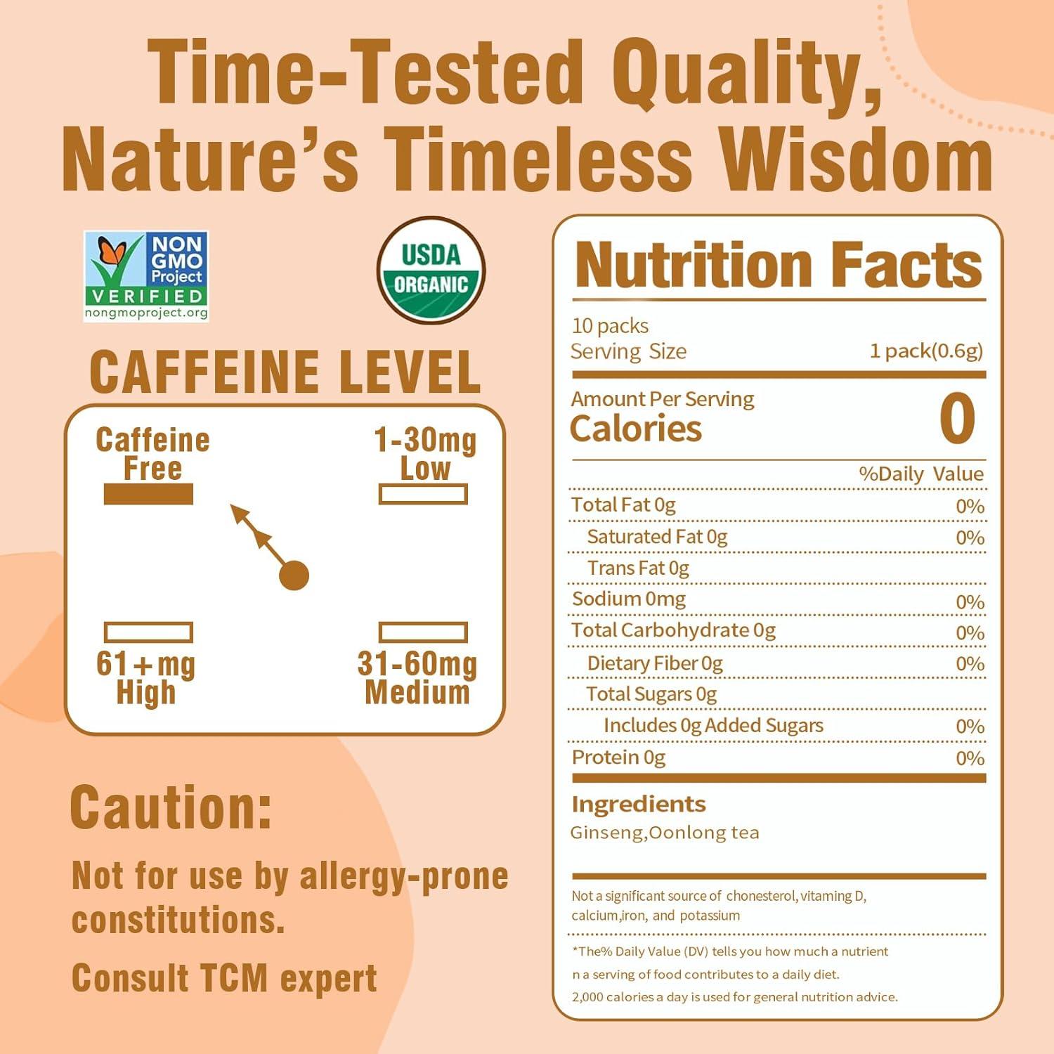 Té de Ginseng Orgánico SAIPIN - 10 Sobres Instantáneos 100% Puro