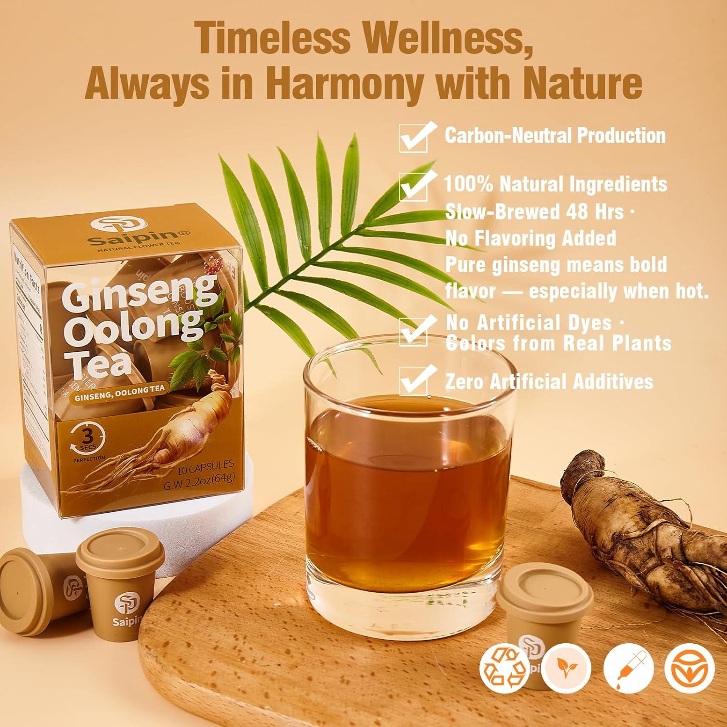 Té de Ginseng Orgánico SAIPIN - 10 Sobres Instantáneos 100% Puro