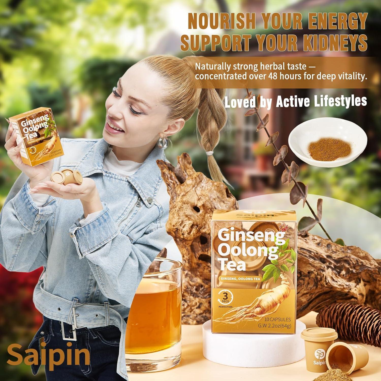 Té de Ginseng Orgánico SAIPIN - 10 Sobres Instantáneos 100% Puro