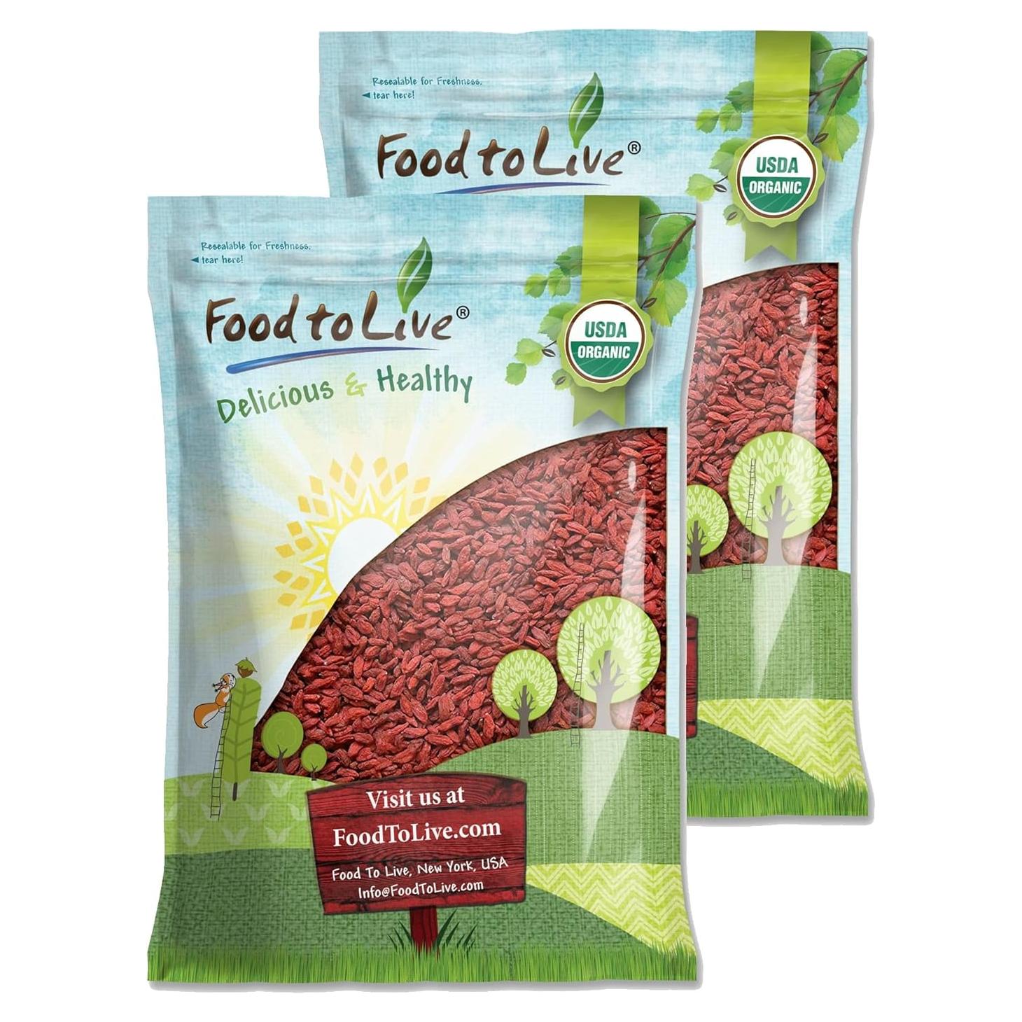 Bayas de Goji Orgánicas Food to Live 4.54 kg Secadas al Sol