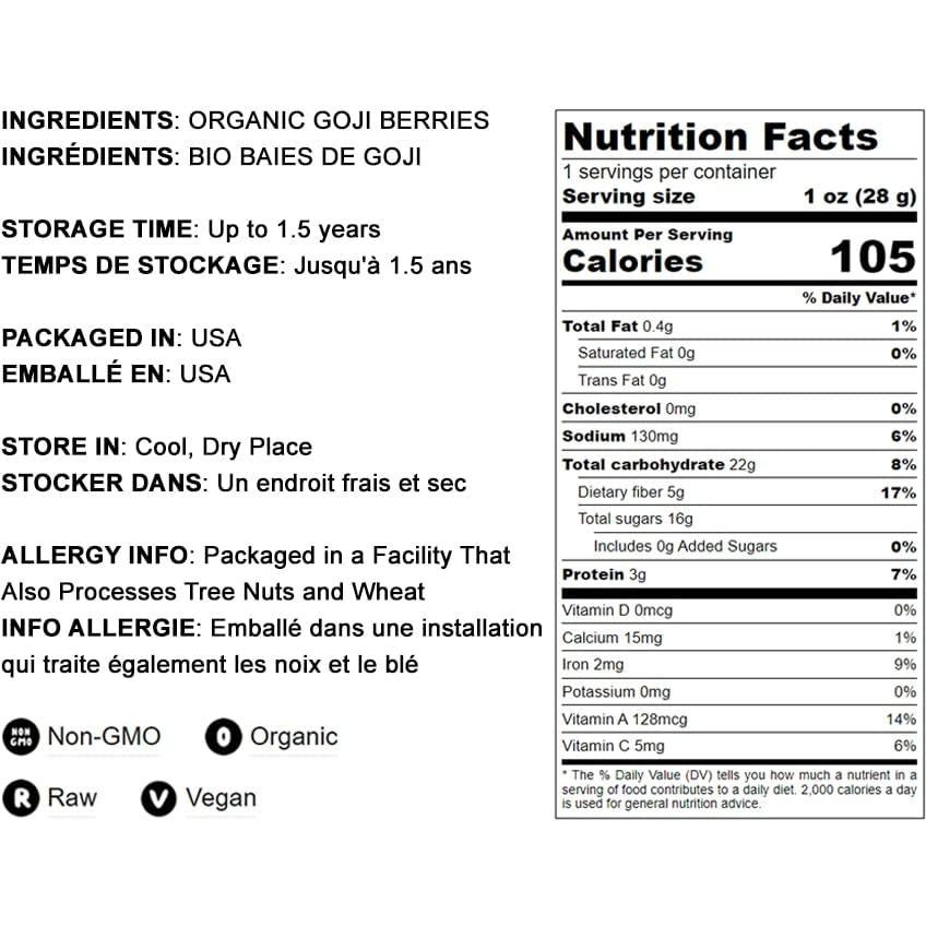 Bayas de Goji Orgánicas Food to Live 4.54 kg Secadas al Sol