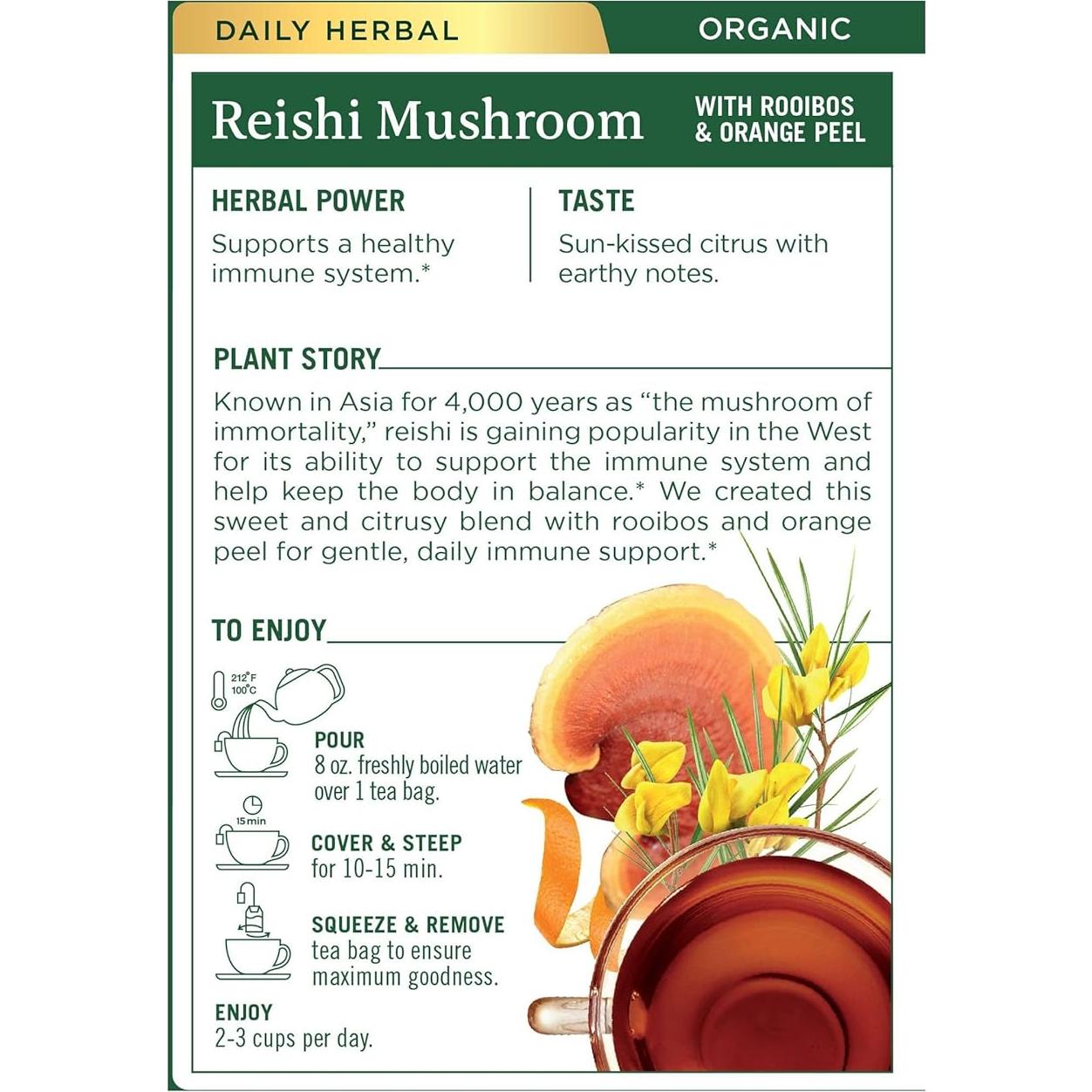 Té Orgánico de Hongo Reishi Medicinales Tradicionales 16 Cuentos