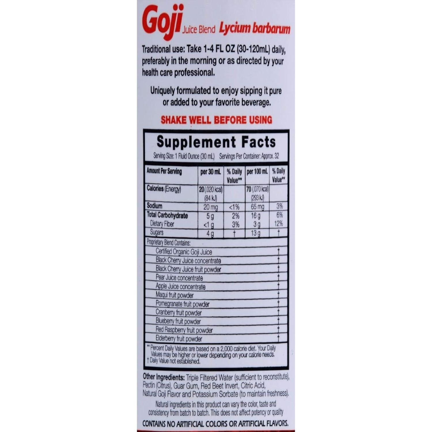 Jugo de Baya Goji Dynamic Health 946 ml - Saludable y Nutritivo