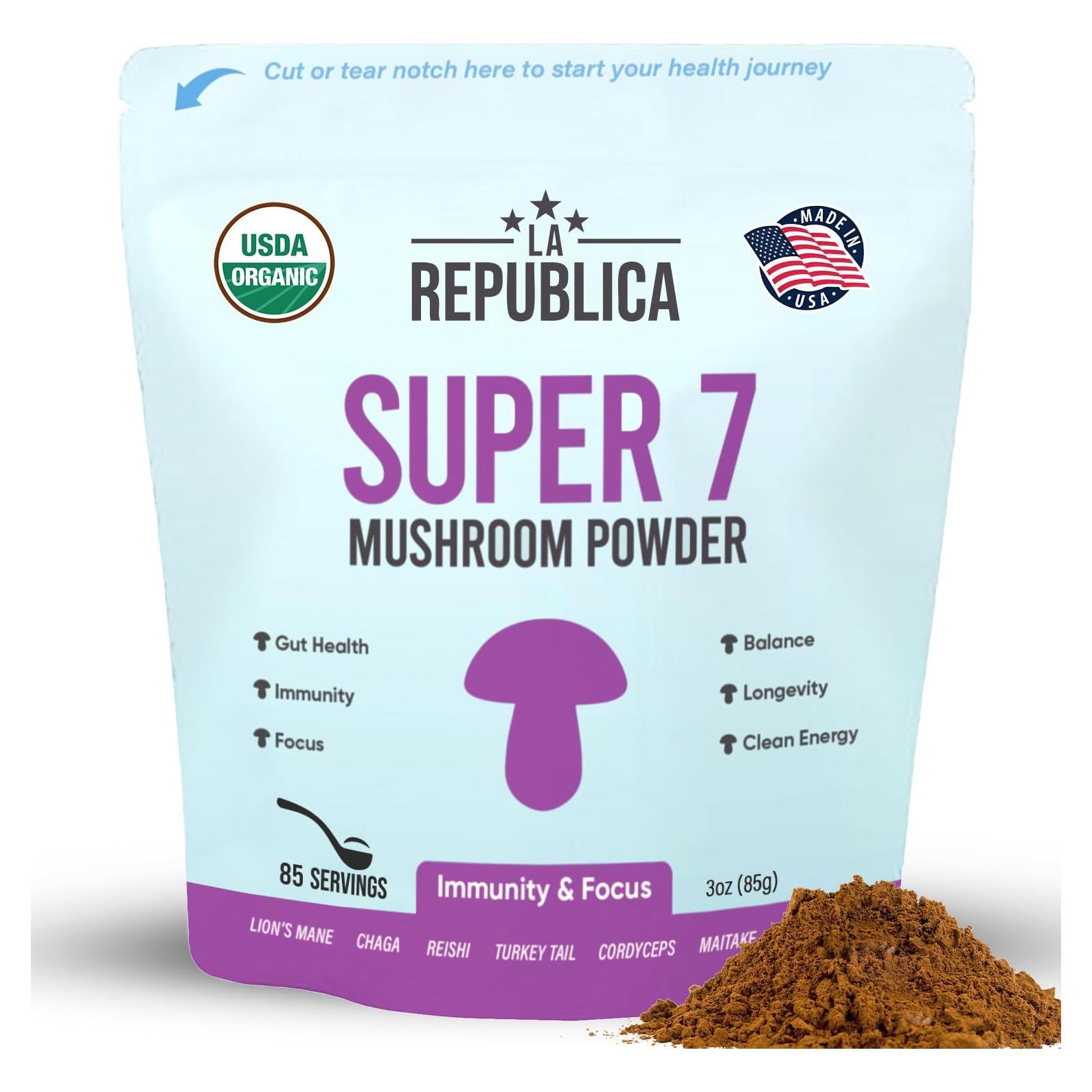 Polvo de Champiñón Orgánico USDA LRLA 85 g - 7 Variedades