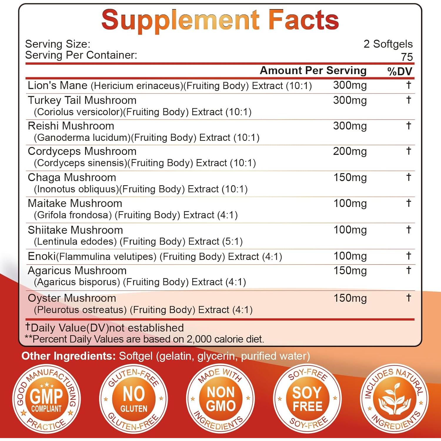 Suplemento de Hongo Melena de León 10 en 1 SIGNILIFE - 300 Cápsulas