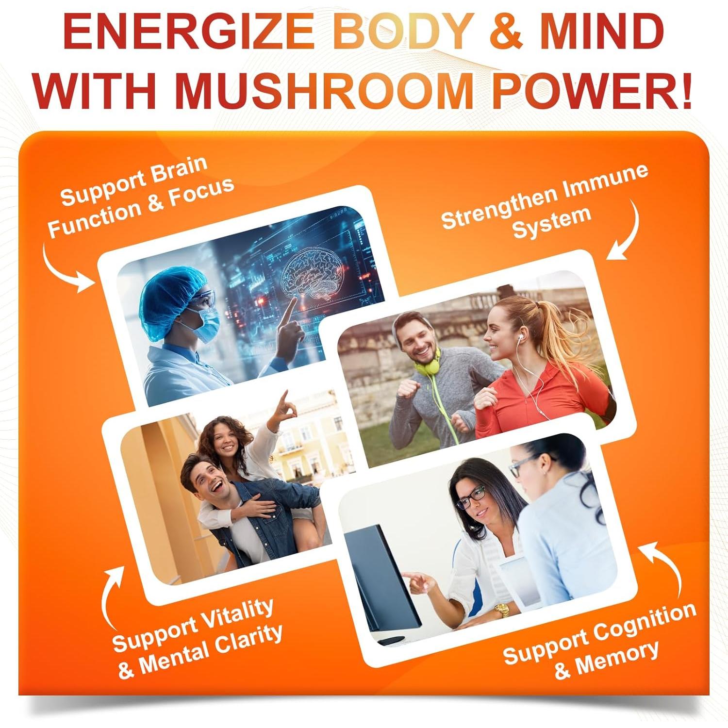 Suplemento de Hongo Melena de León 10 en 1 SIGNILIFE - 300 Cápsulas