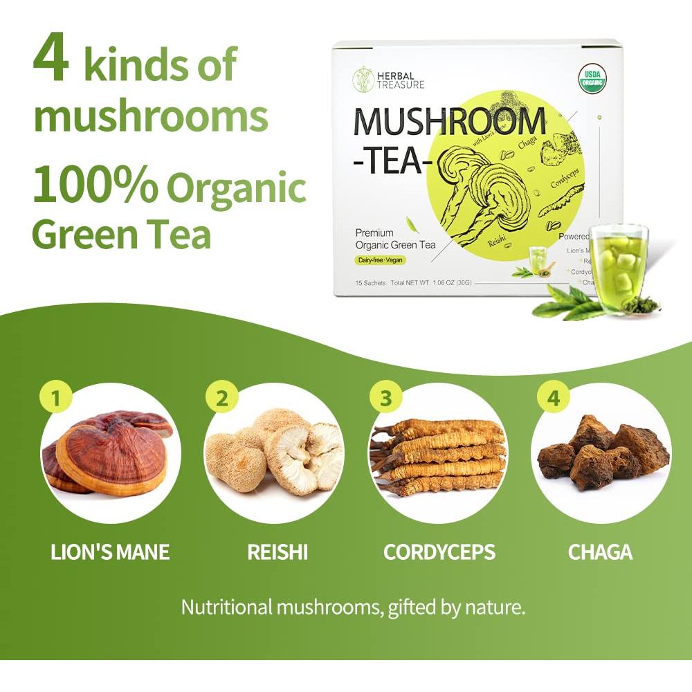 Té Verde de Hongo WL Tesoro Herbal con Melena de León 52g