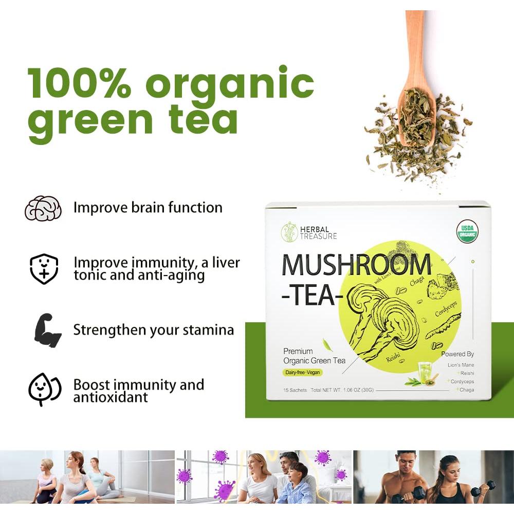 Té Verde de Hongo WL Tesoro Herbal con Melena de León 52g