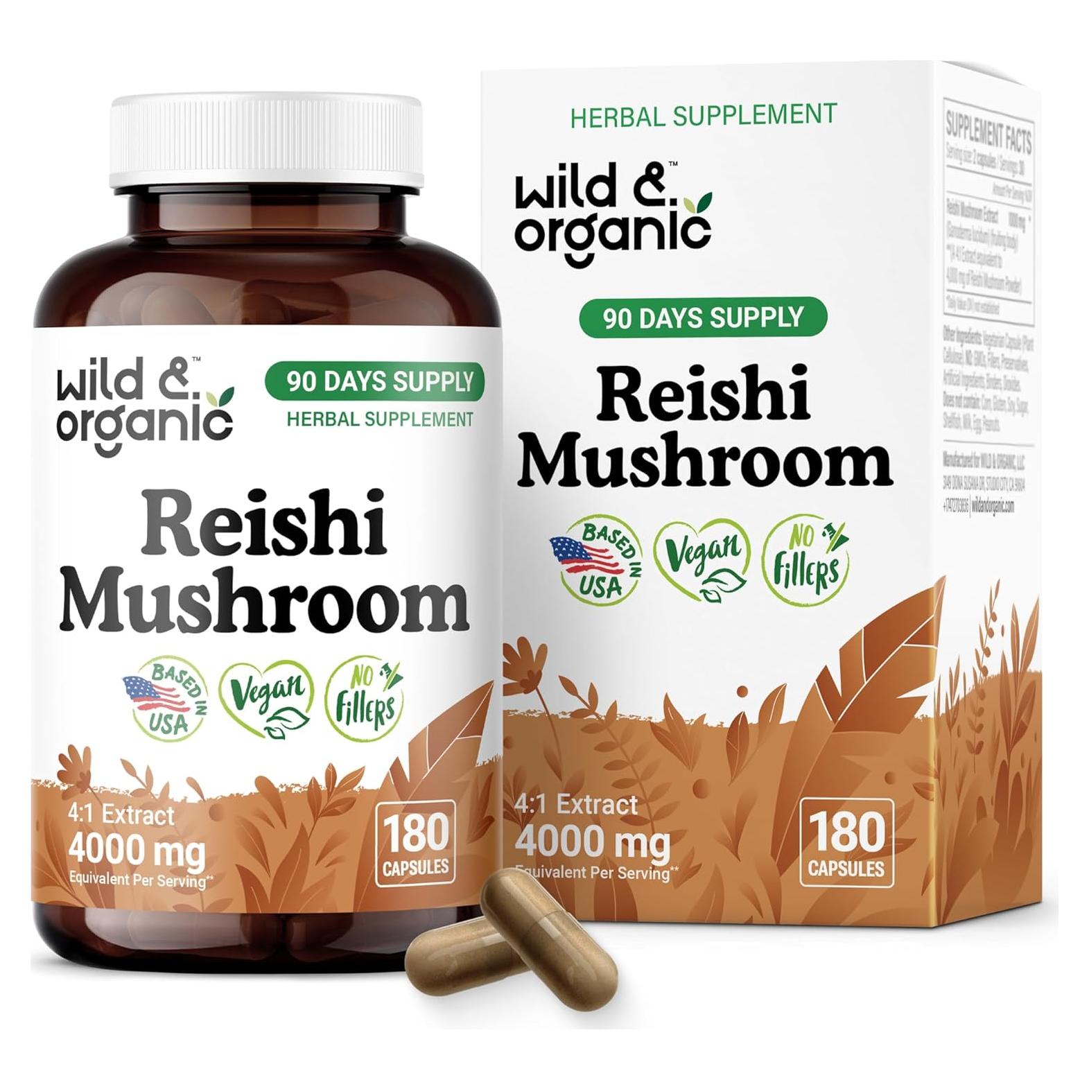 Cápsulas de Hongo Reishi Orgánico 1000 mg - 180 Veganas