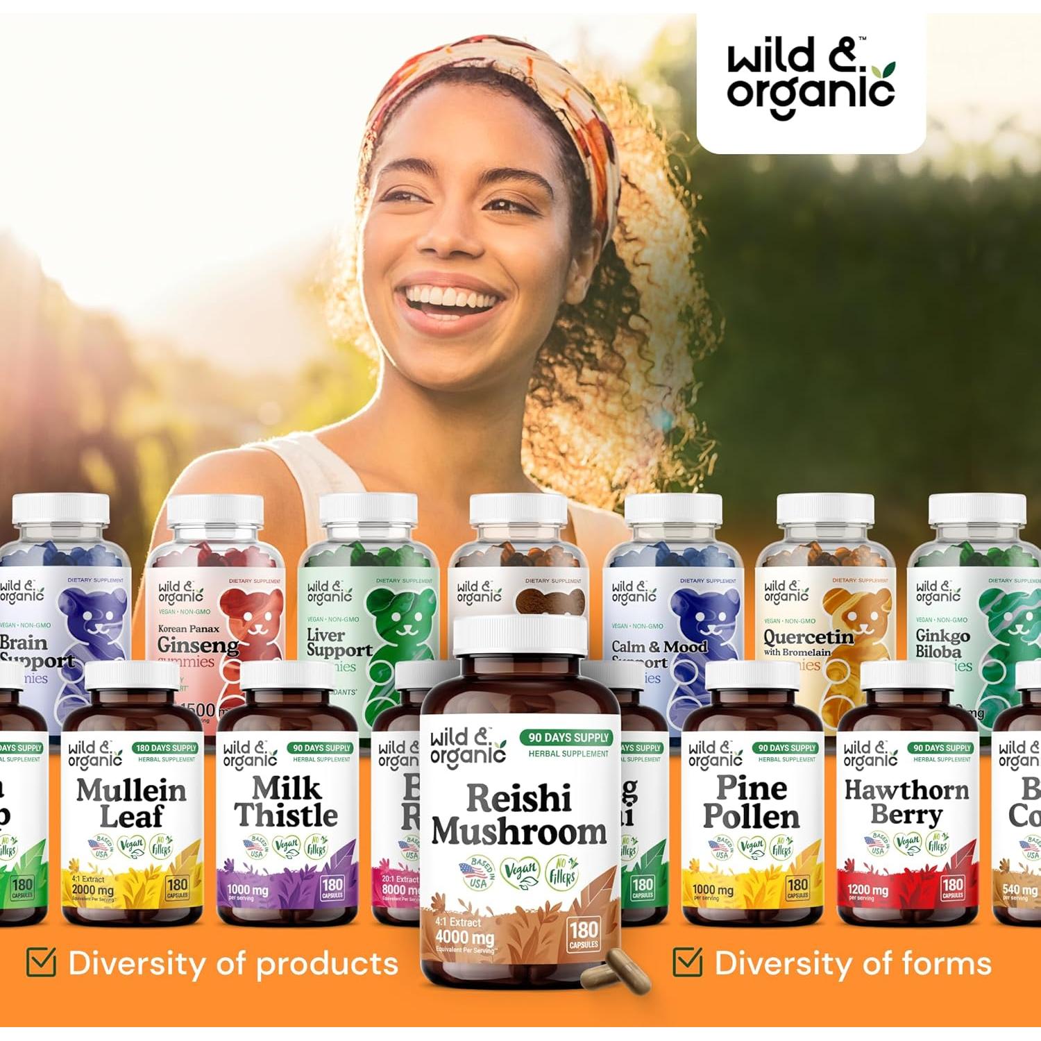 Cápsulas de Hongo Reishi Orgánico 1000 mg - 180 Veganas