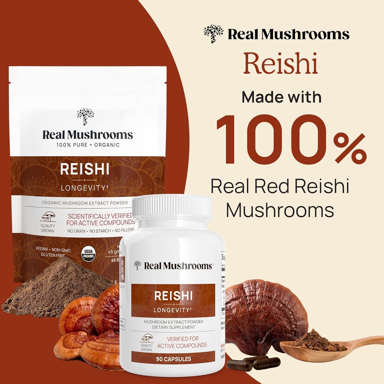 Paquete de Polvos Orgánicos Real Mushrooms - Melena de León, Reishi y Cordyceps