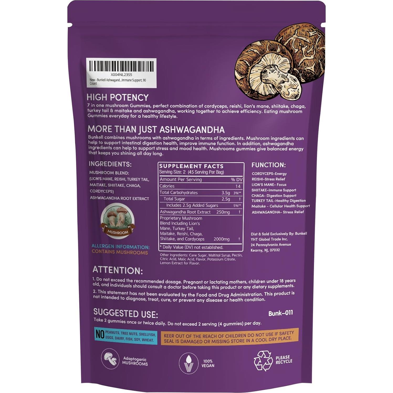 Gomitas de Champiñón Bunkell con Ashwagandha - 90 Unidades