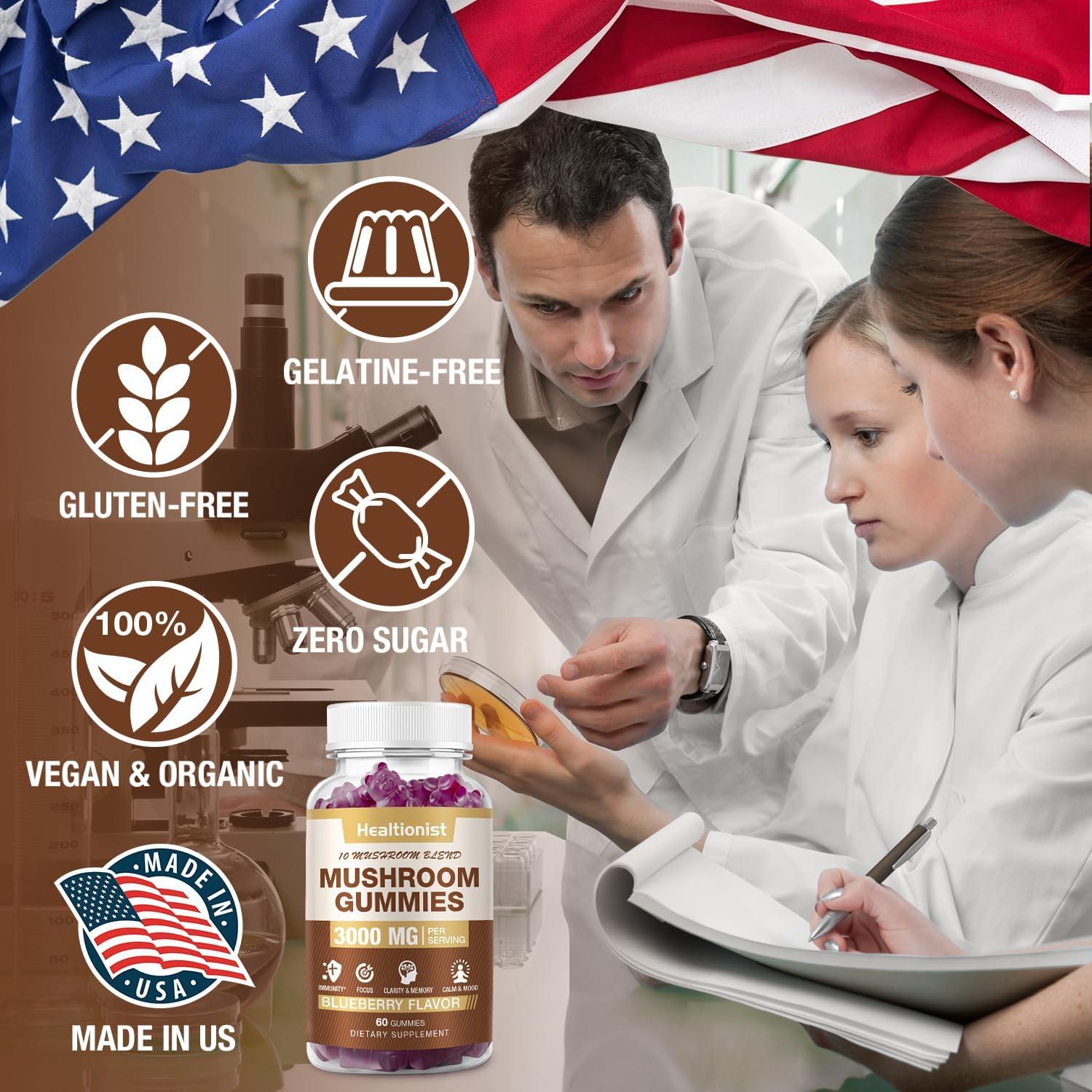 Gominolas de Hongos Healtionist 60 Conteo - Apoyo Cerebral y Inmunológico