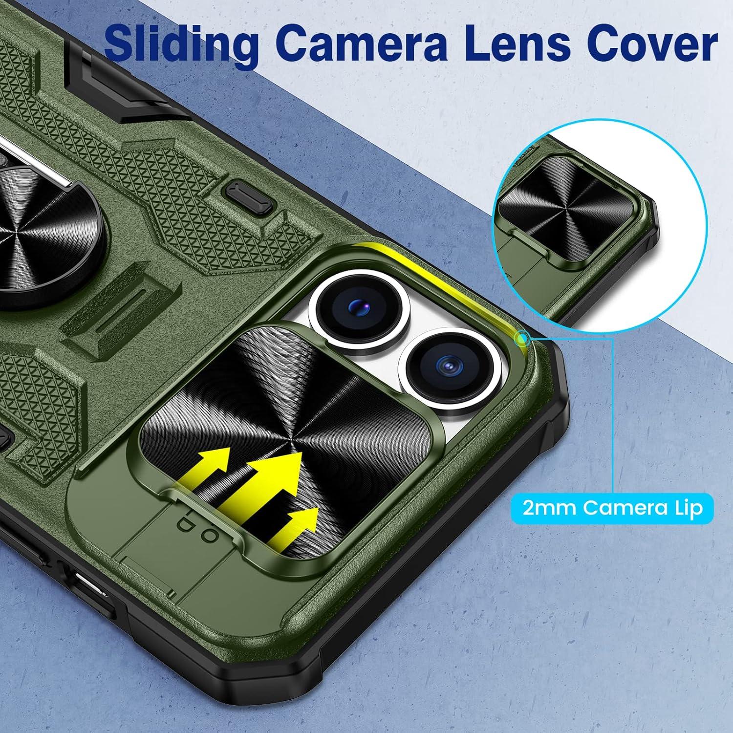 Funda VEGO para iPhone 14 Pro Max Verde Militar con Soporte y Protector