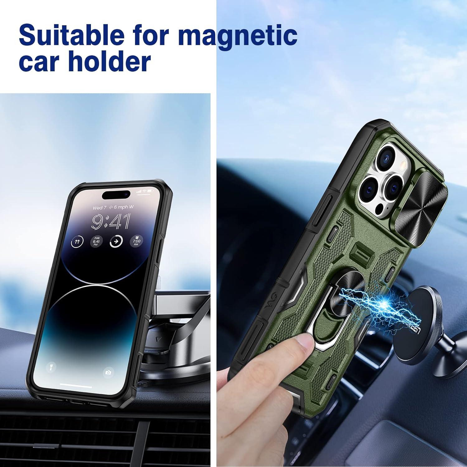 Funda VEGO para iPhone 14 Pro Max Verde Militar con Soporte y Protector