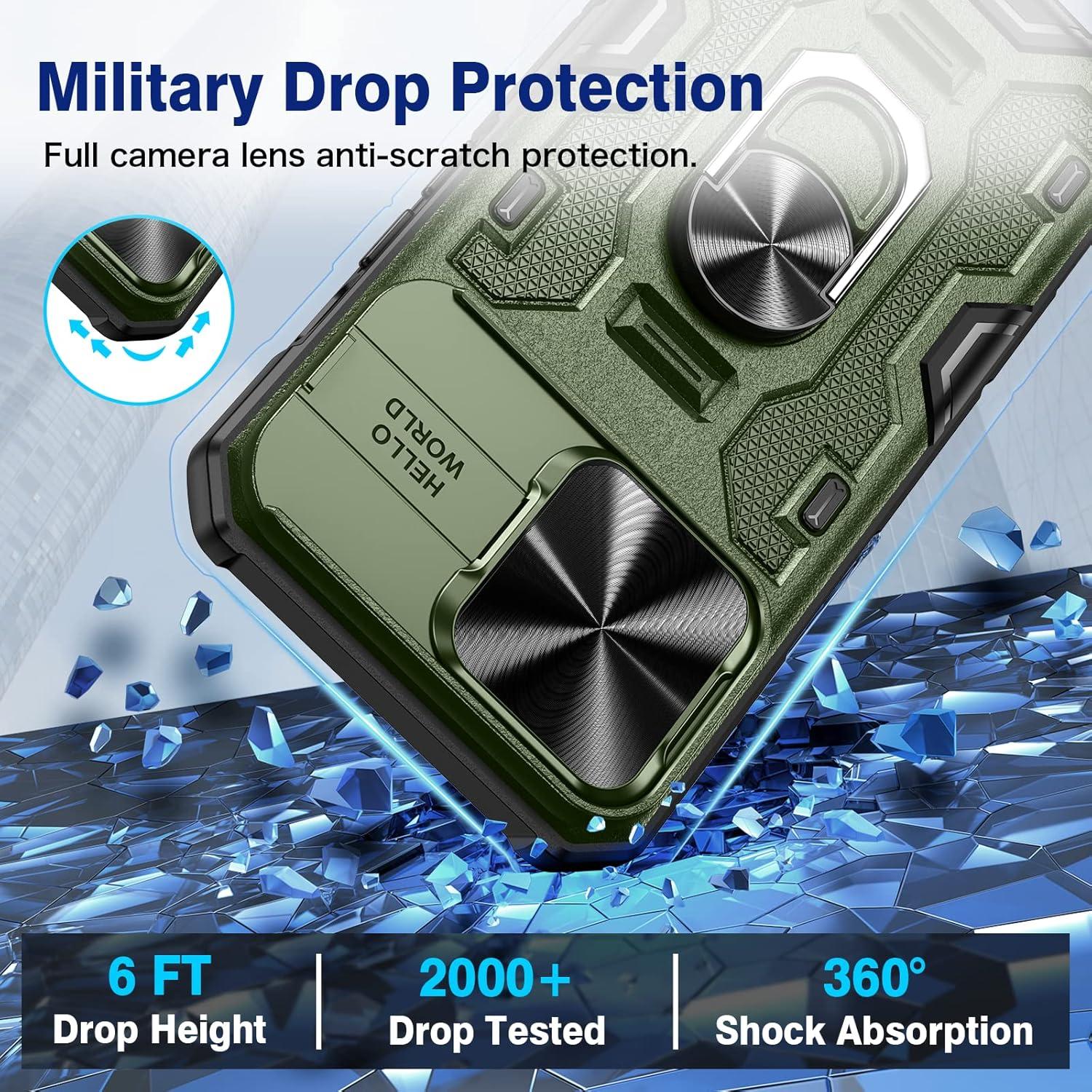 Funda VEGO para iPhone 14 Pro Max Verde Militar con Soporte y Protector