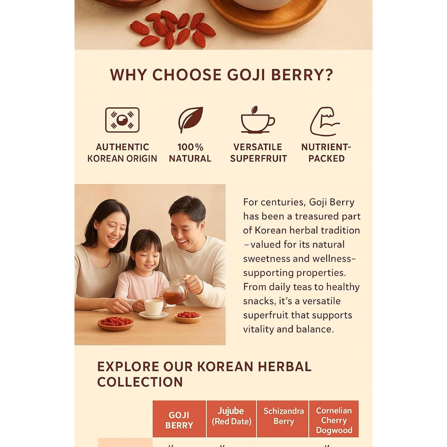 Té de Baya de Goji Secas Premium BridgeHerb 113g Antioxidantes