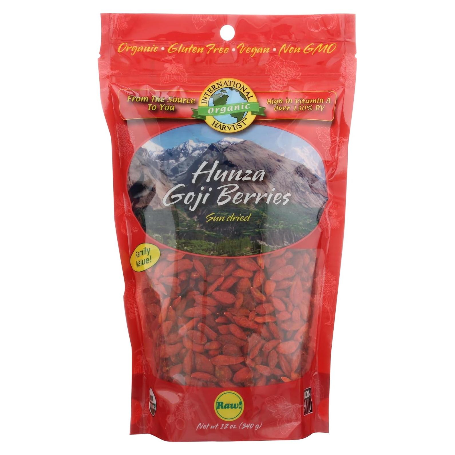 Bayas de Goji Hunza Crudo Orgánico International Harvest 340g