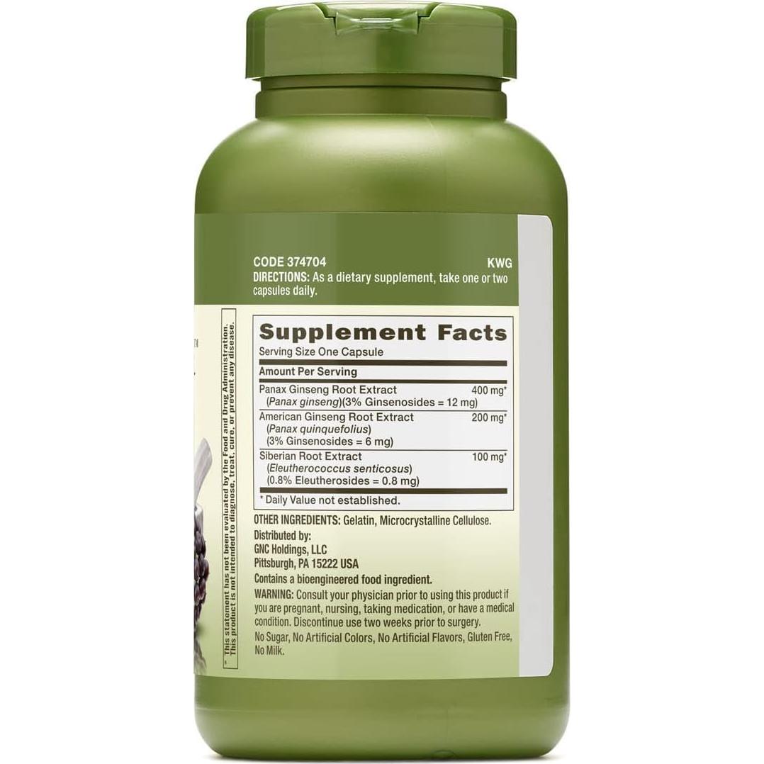 Suplemento Herbal GNC Triple Ginseng 200 Porciones Vitalidad