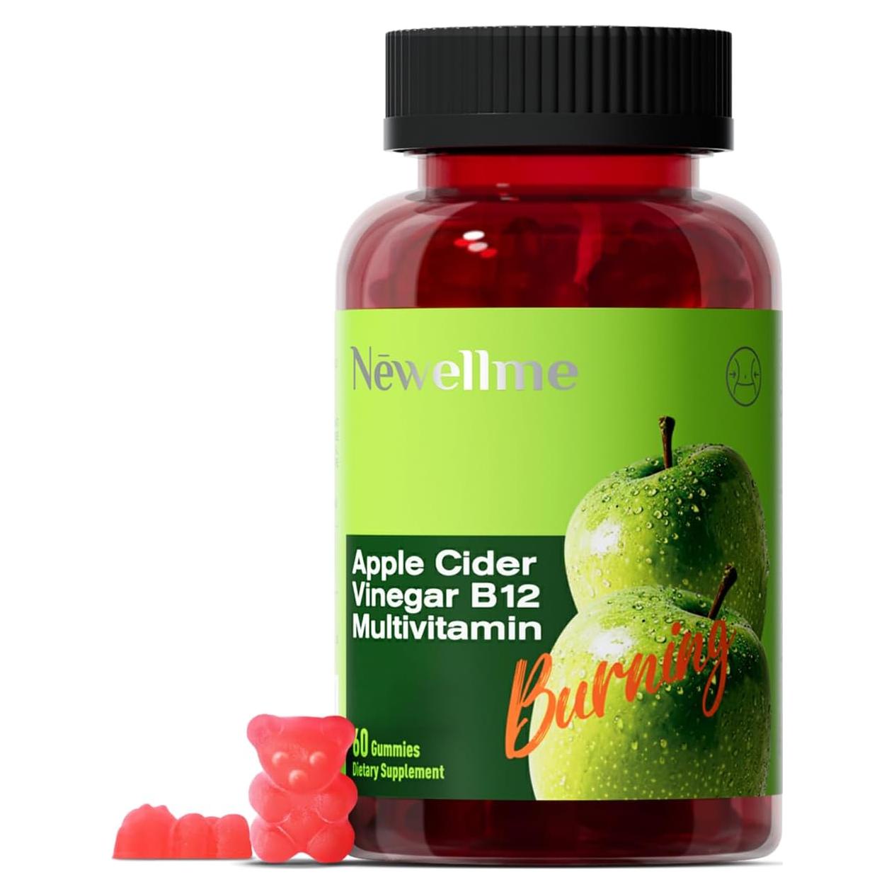 Gomitas Veganas de Vinagre de Sidra de Manzana NEWELLME 60 Unidades