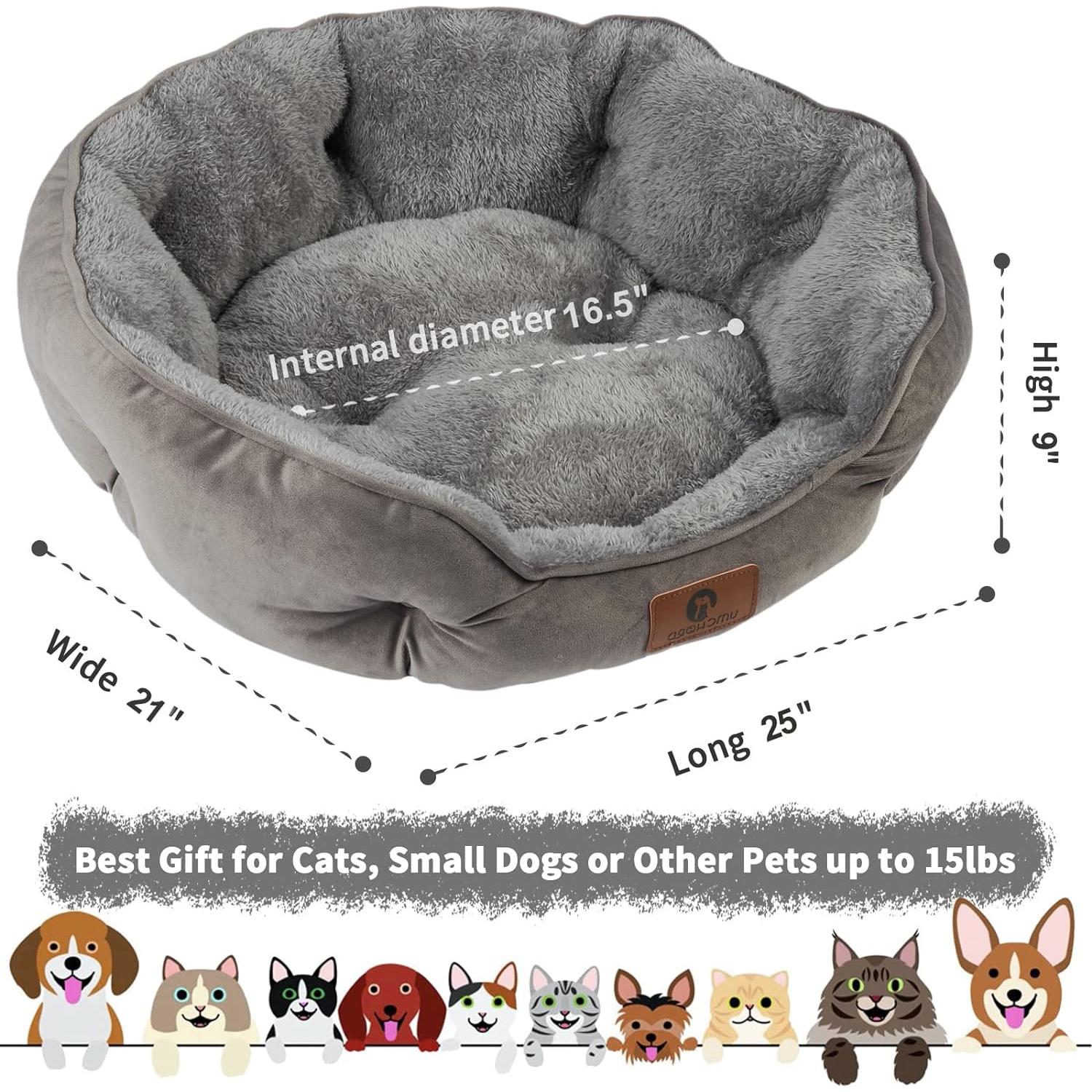 Cama Mediana Asvin para Perros y Gatos Gris 63,5 cm