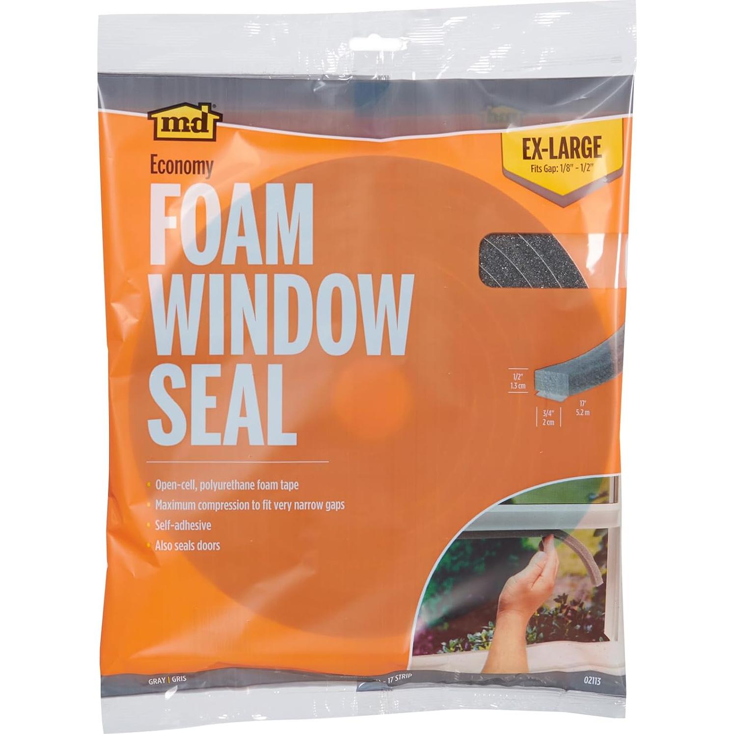 Sello de Ventana de Espuma M-D 1.27 cm x 1.91 cm x 5.18 m Gris