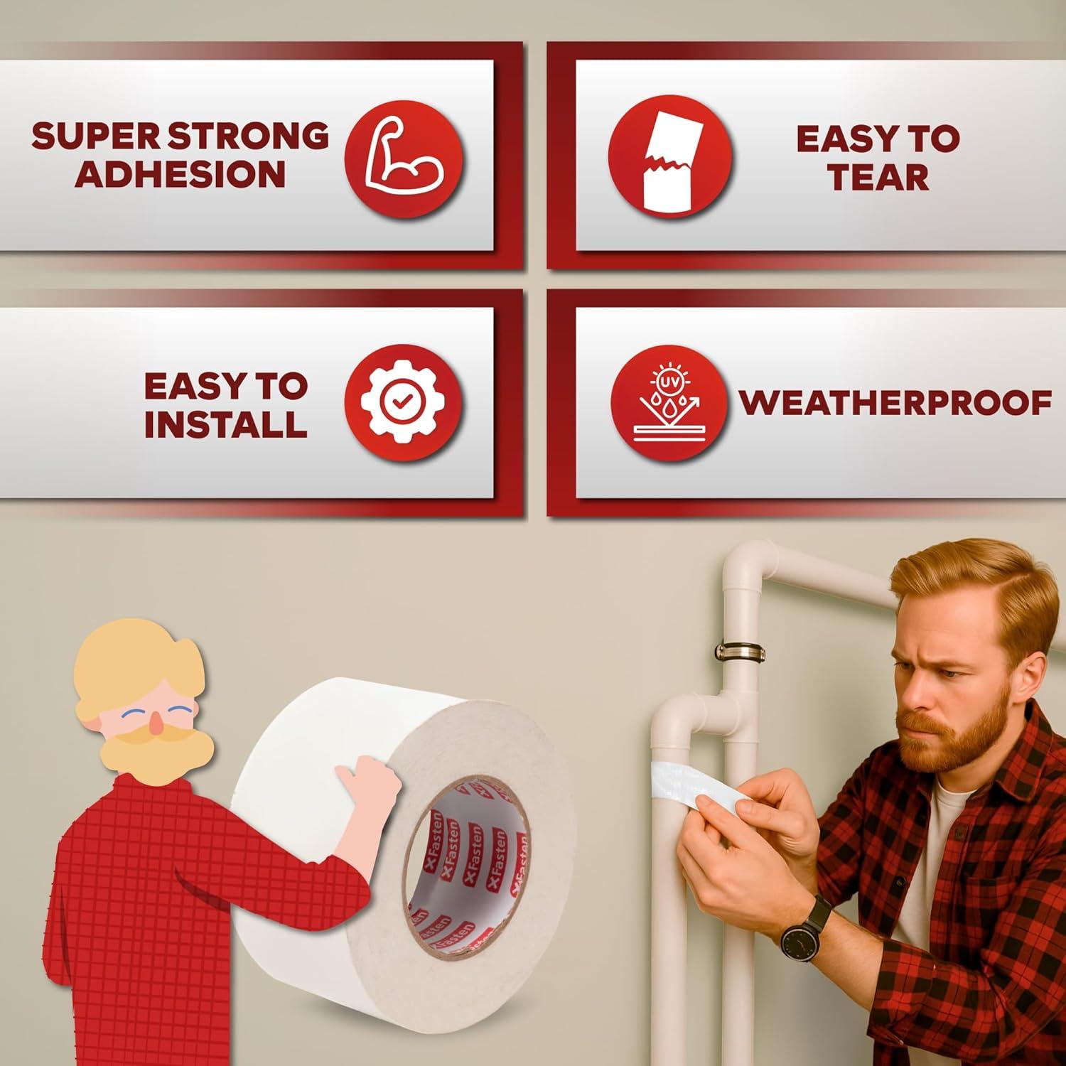 Cinta adhesiva de ducto XFasten blanca 7.62 cm x 27.43 m