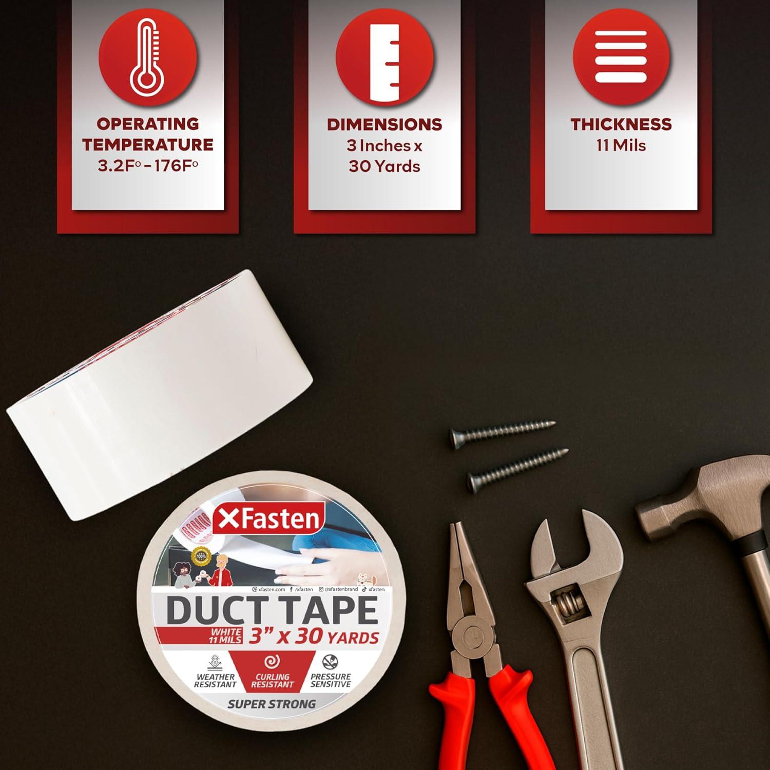 Cinta adhesiva de ducto XFasten blanca 7.62 cm x 27.43 m