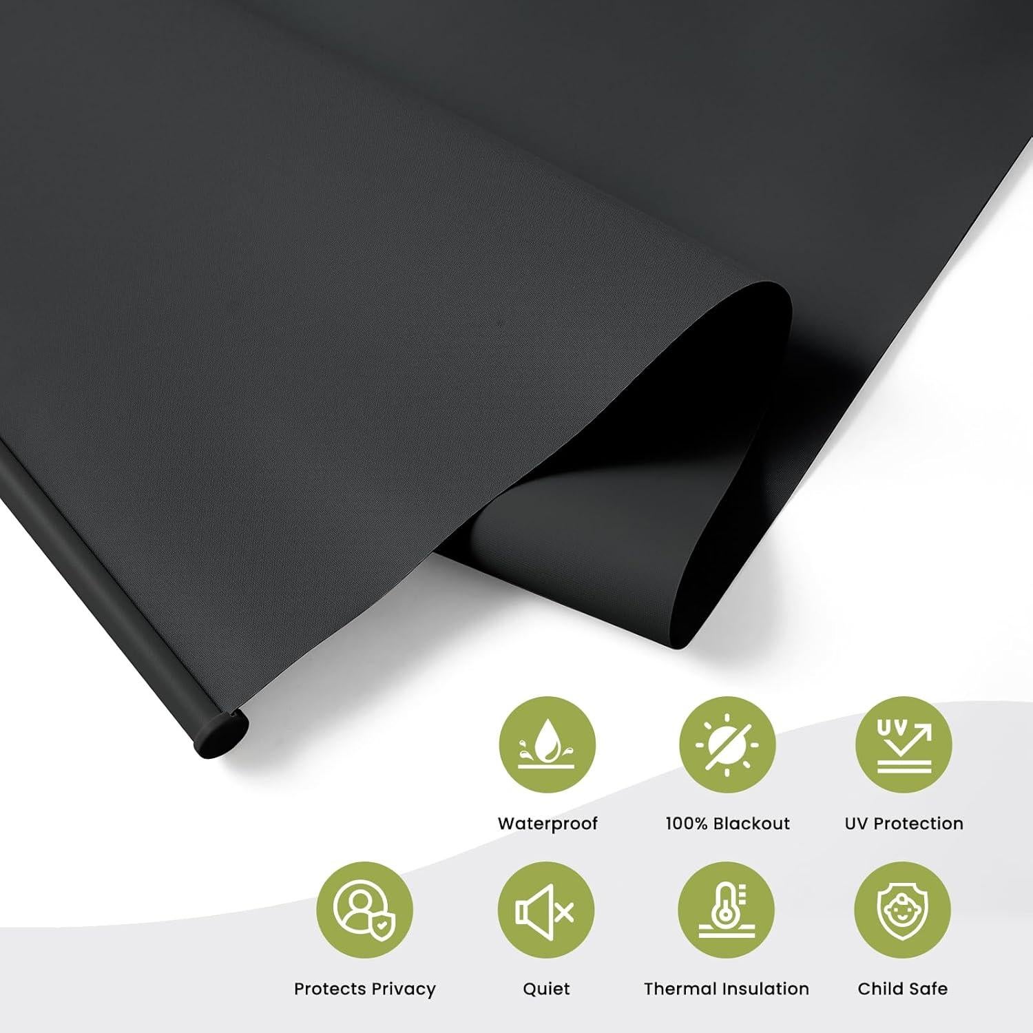 Cortina enrollable blackout Anpark 58x183 cm negra sin cordones