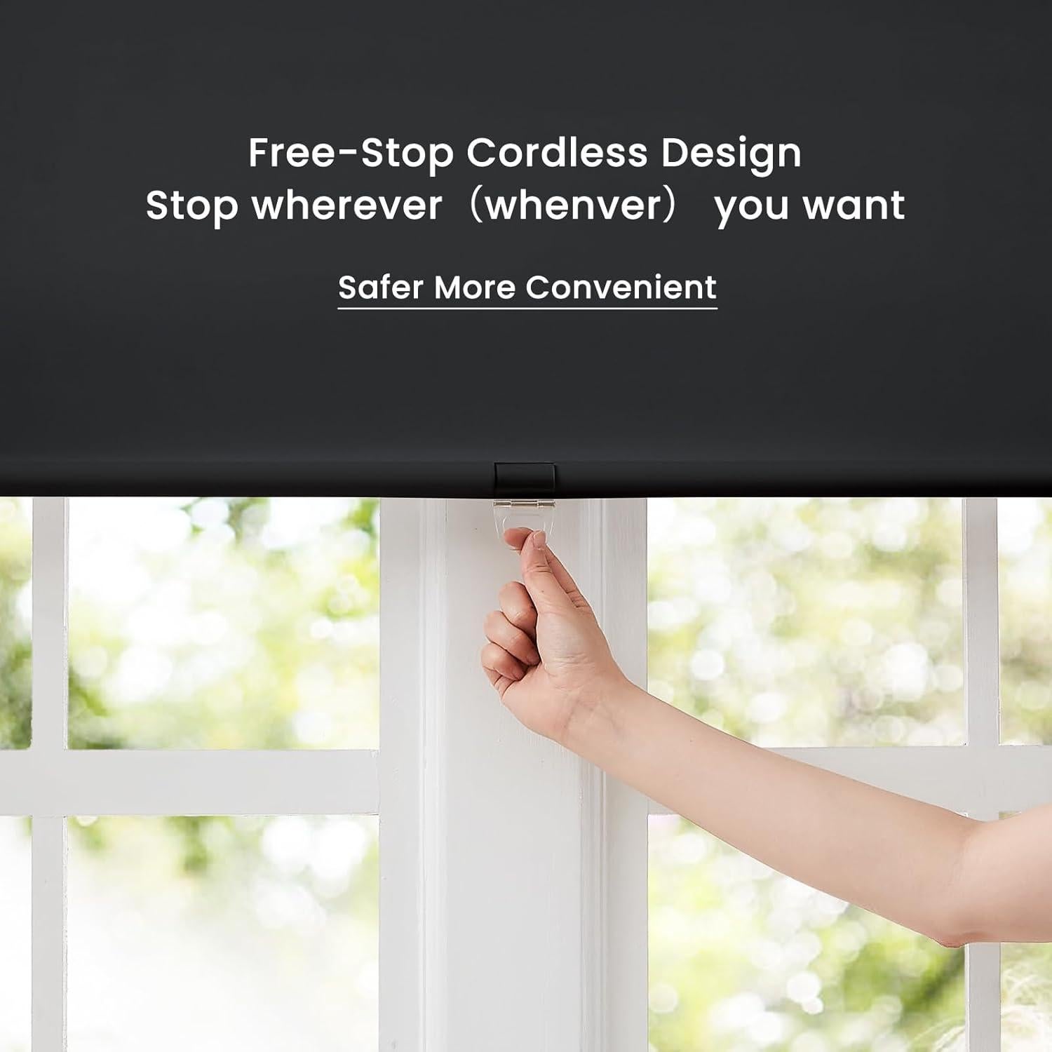 Cortina enrollable blackout Anpark 58x183 cm negra sin cordones