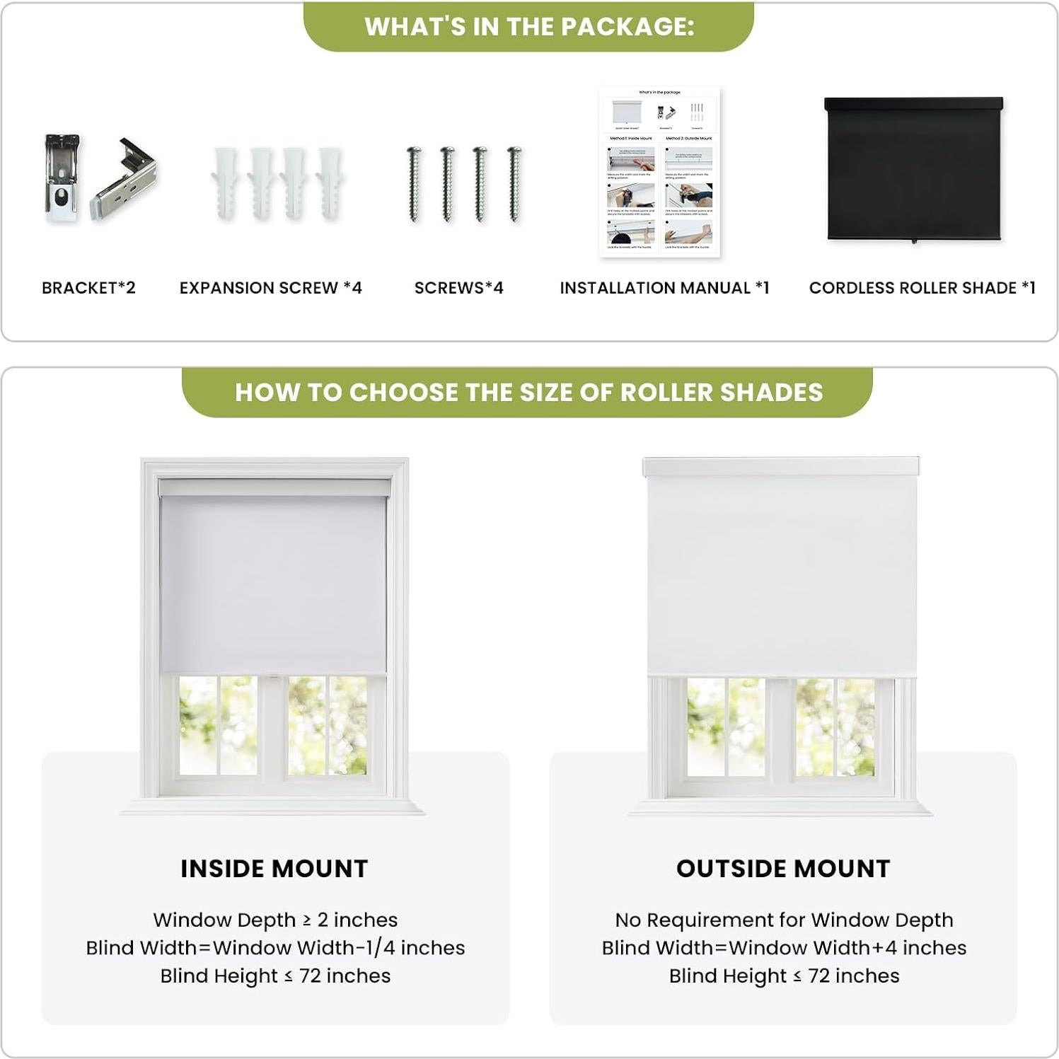 Cortina enrollable blackout Anpark 58x183 cm negra sin cordones