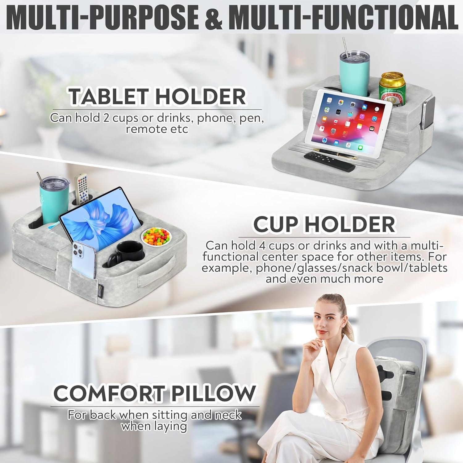 Soporte para Tazas TabCouchCaddy Gris - Multifuncional y Ajustable