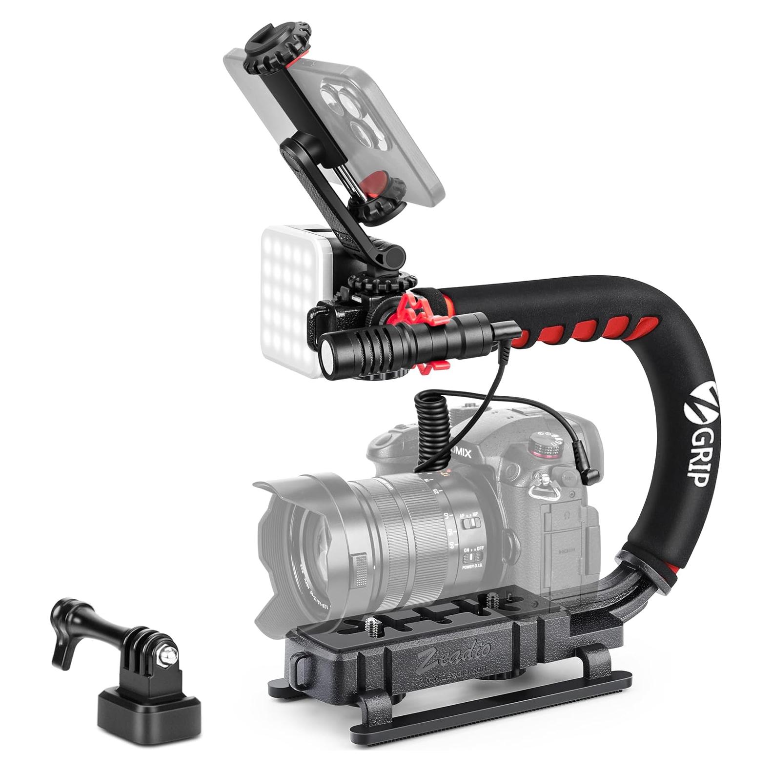 Estabilizador de Cámara Zeadio DV-HDE-UG28 con Luz LED y Micrófono
