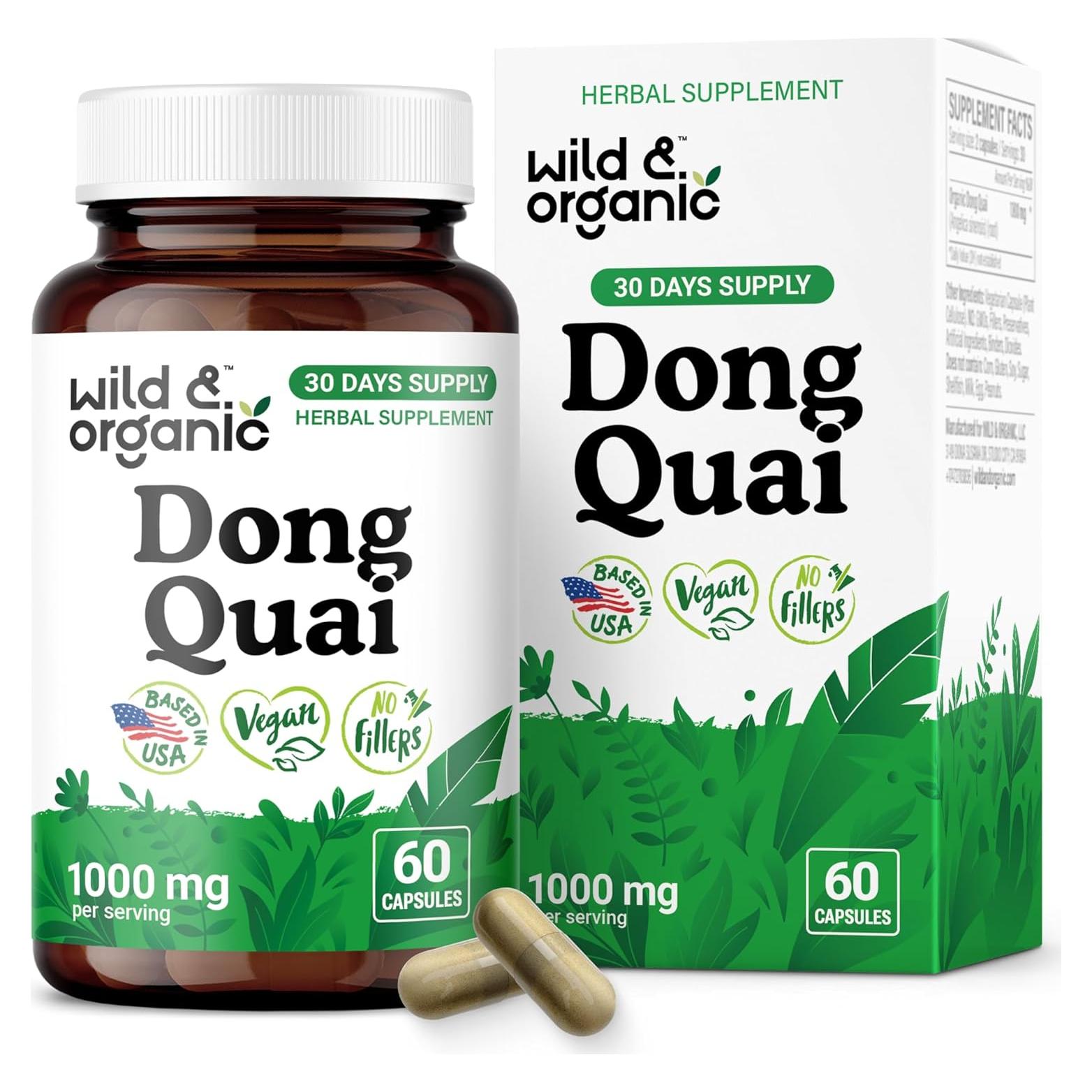 Cápsulas de Dong Quai Silvestre y Orgánico 1000 mg - 60 Unidades