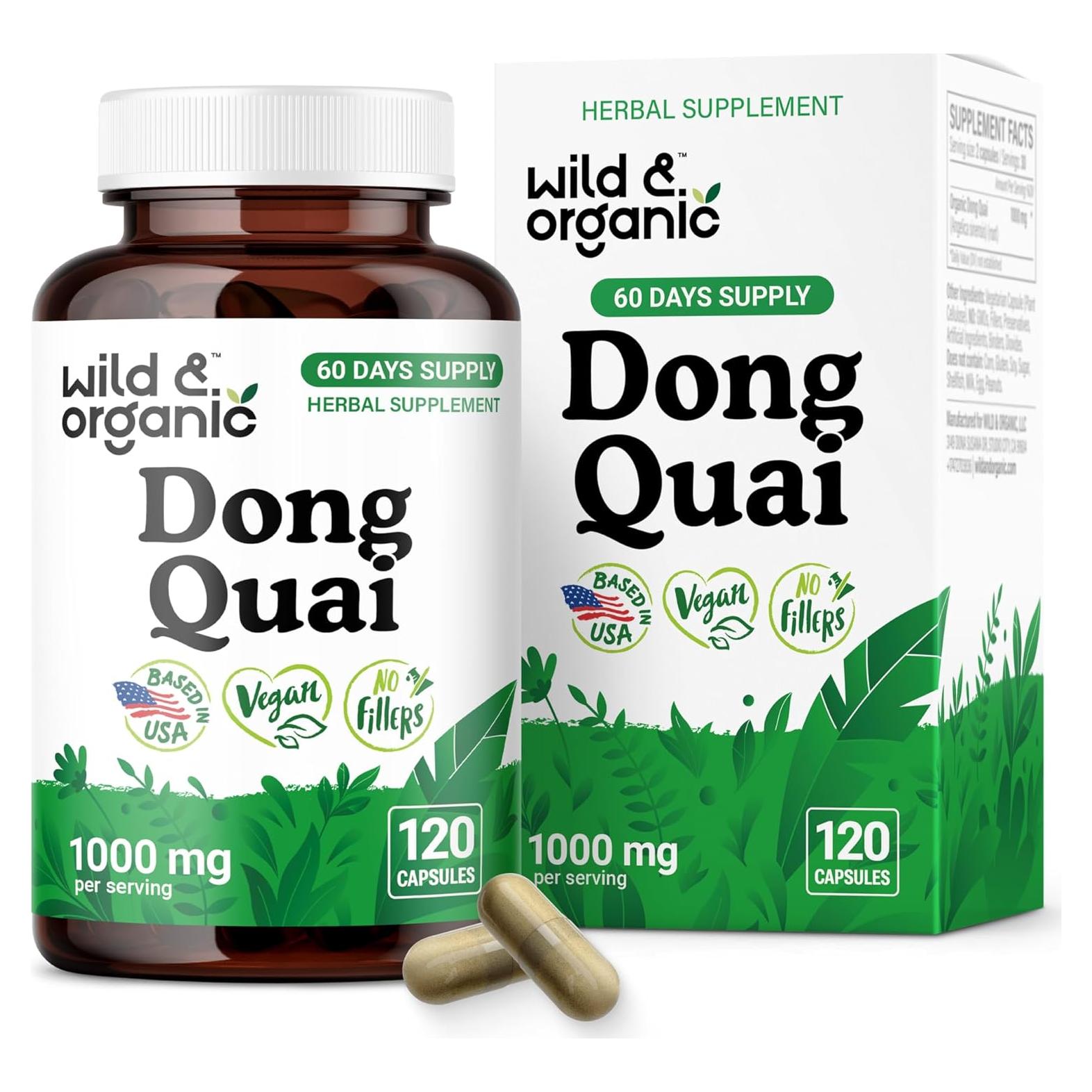 Cápsulas de Dong Quai Silvestre y Orgánico 1000 mg - 120 Unidades