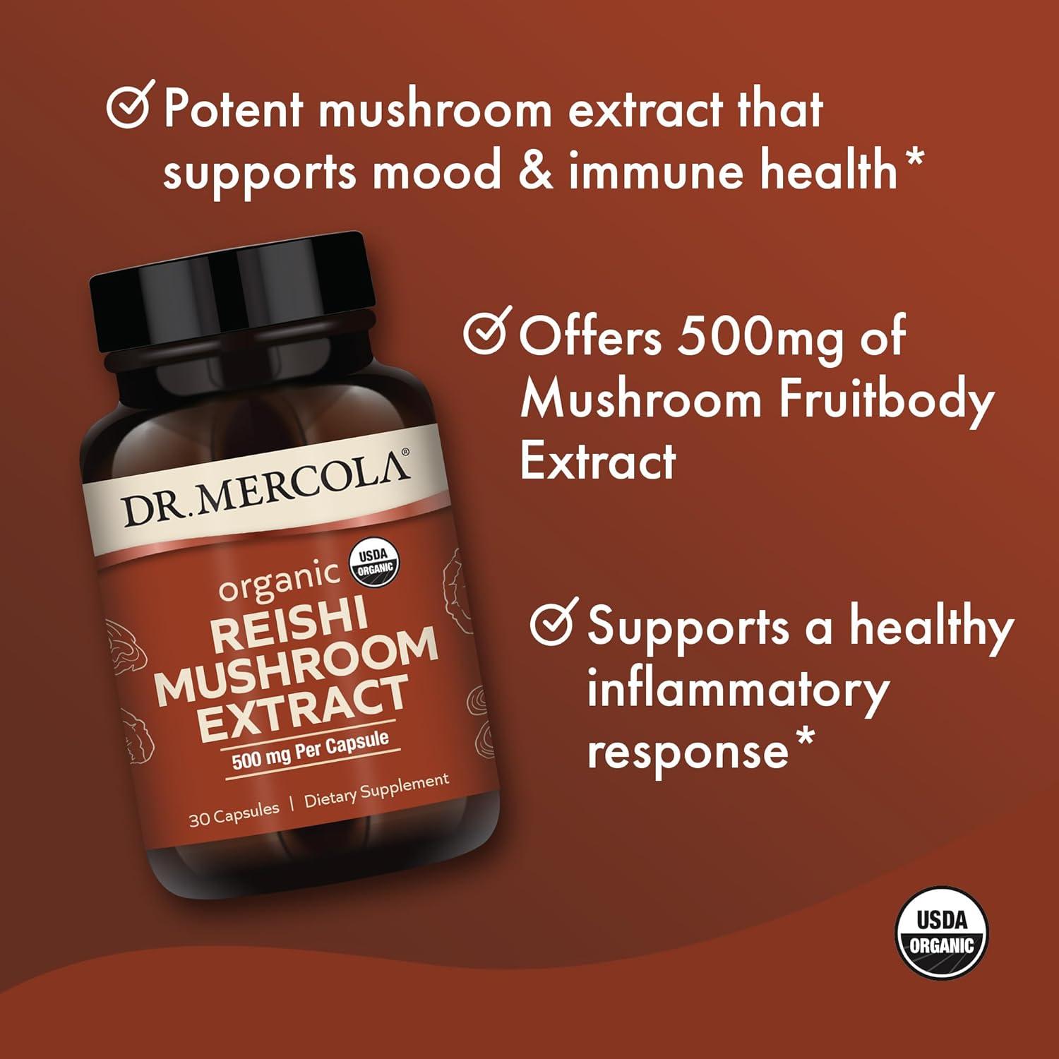 Extracto de Hongo Reishi Orgánico Dr. Mercola - 30 Cápsulas