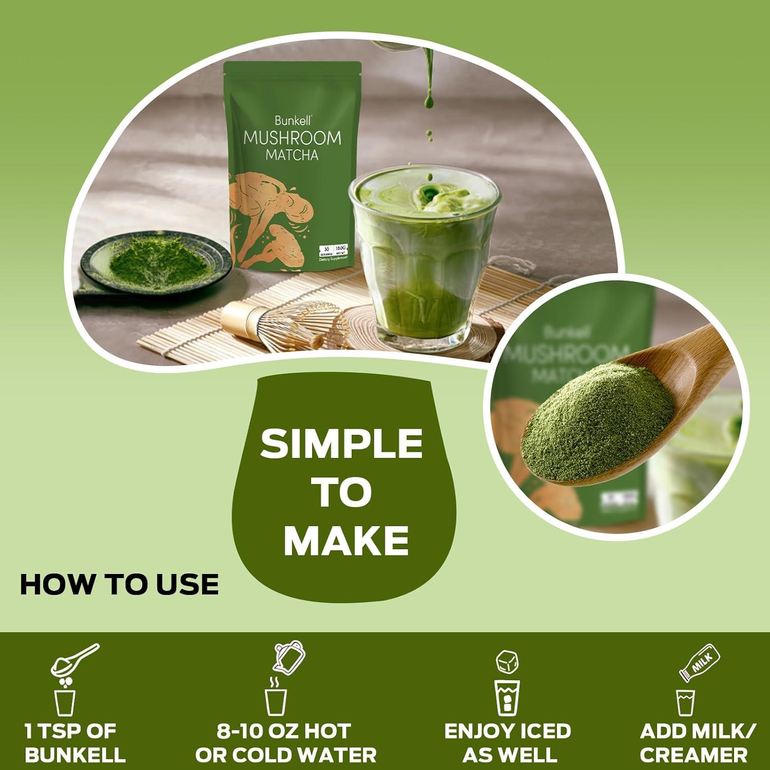 Mezcla de Matcha y Champiñones Bunkell 180g - Energía y Enfoque