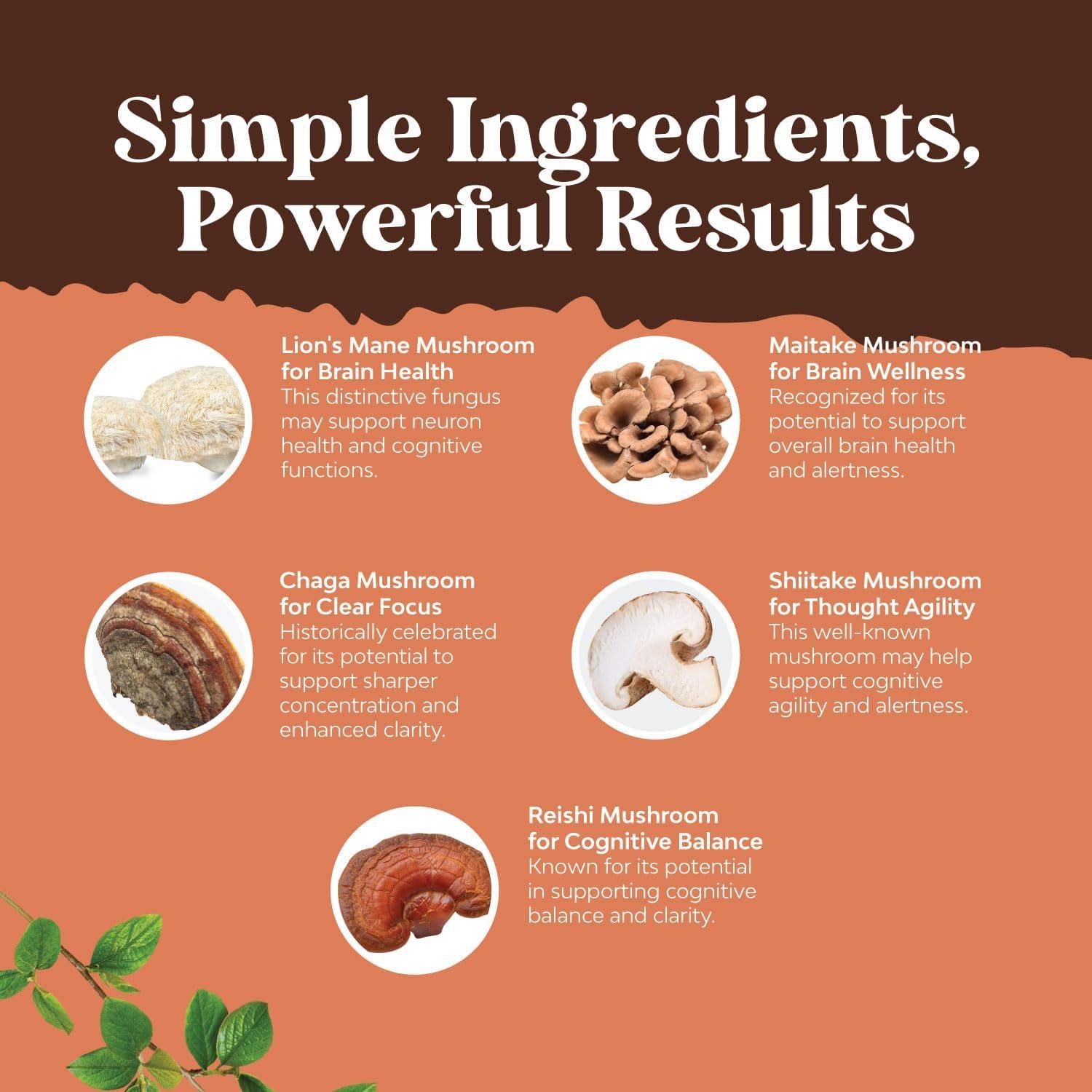 Cápsulas de Hongos Natures Craft 60 Unidades - Suplemento Cognitivo