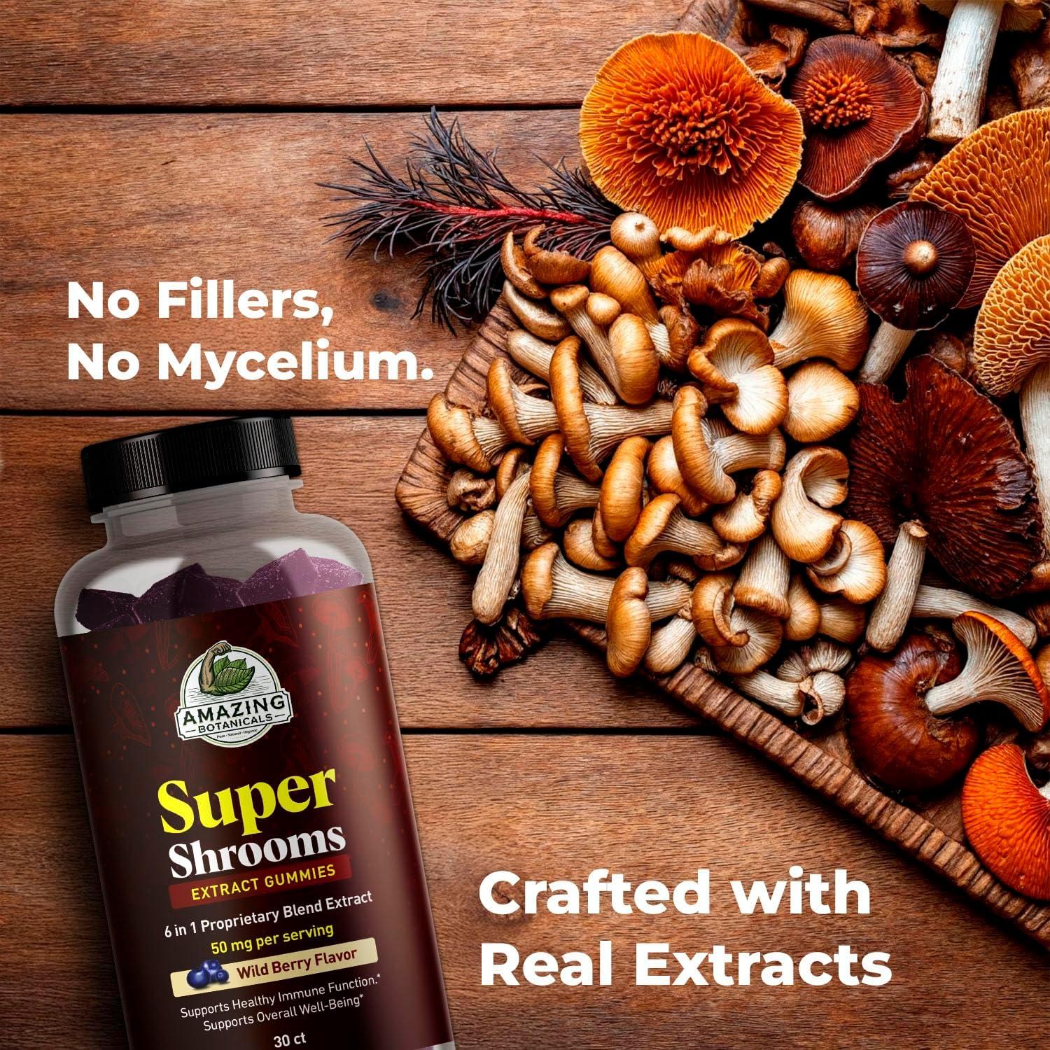 Suplemento de Hongos Orgánicos 6 en 1 Amazing Botanicals - 30 Gummy